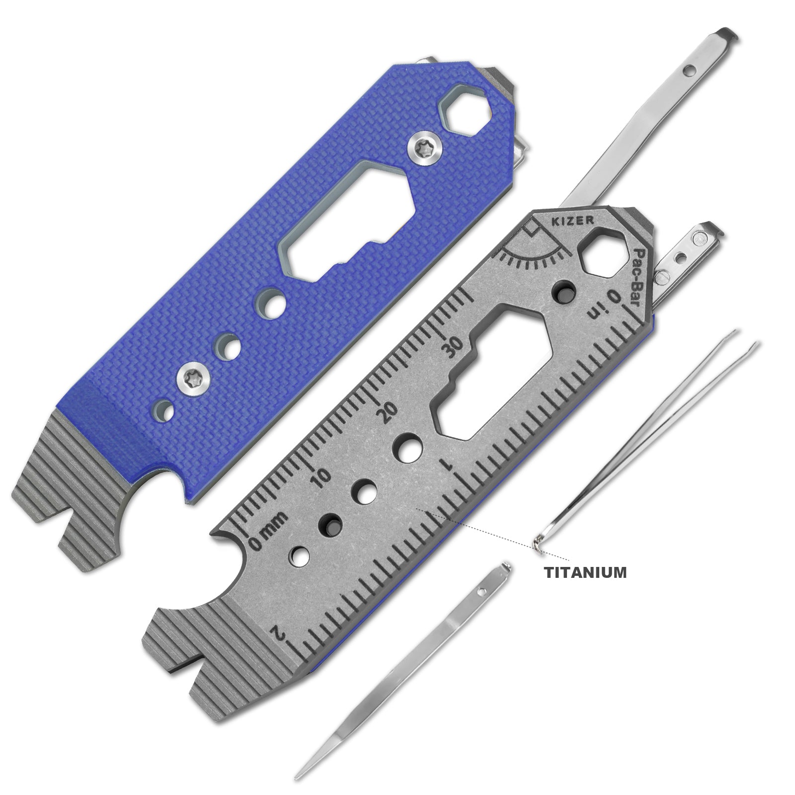 Kizer Titanium & G10 EDC Multi-Functional Tools Blue Pac-Bar