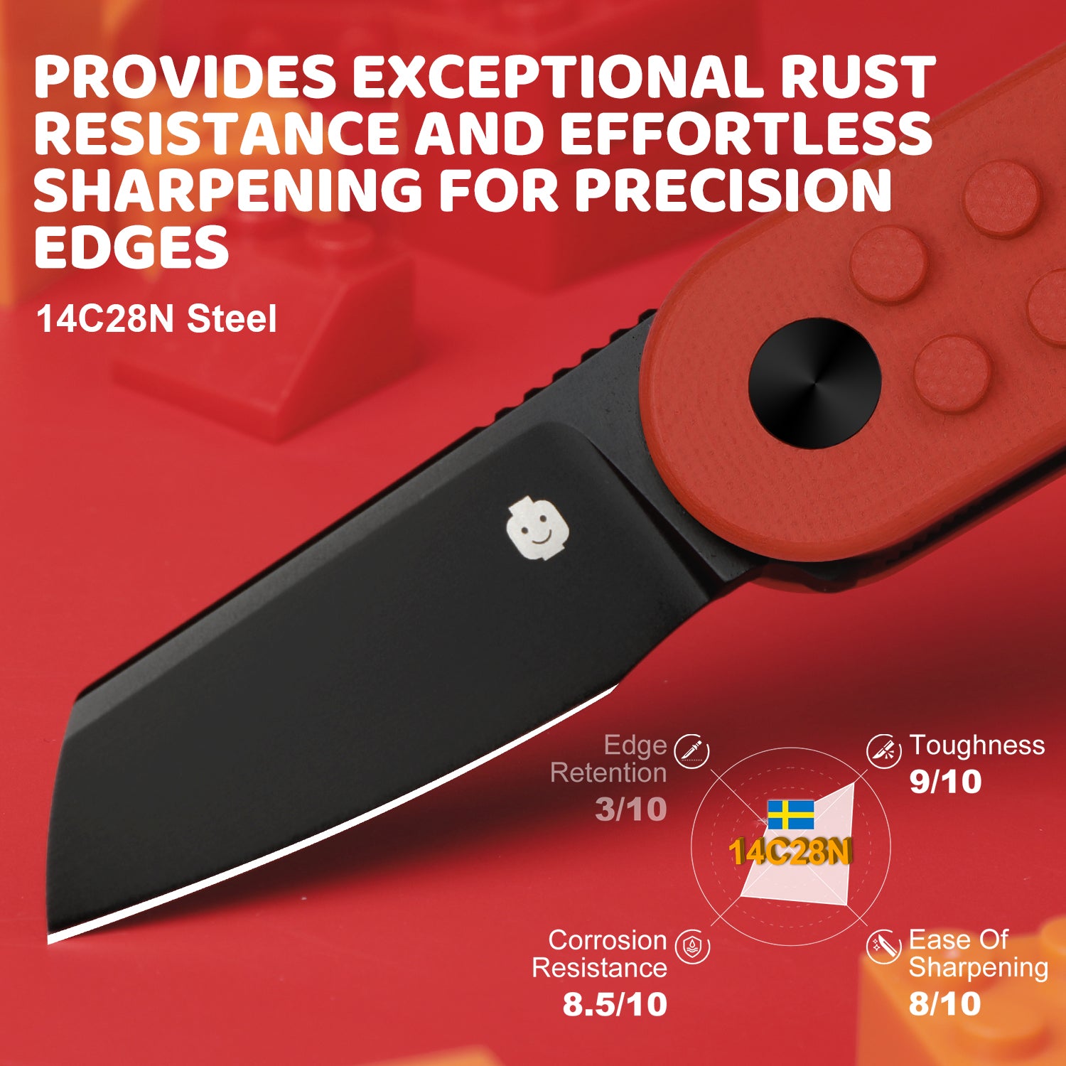 Mini Bay | 14C28N | Red Brick G10 Handle | KizerV™ 2583A4