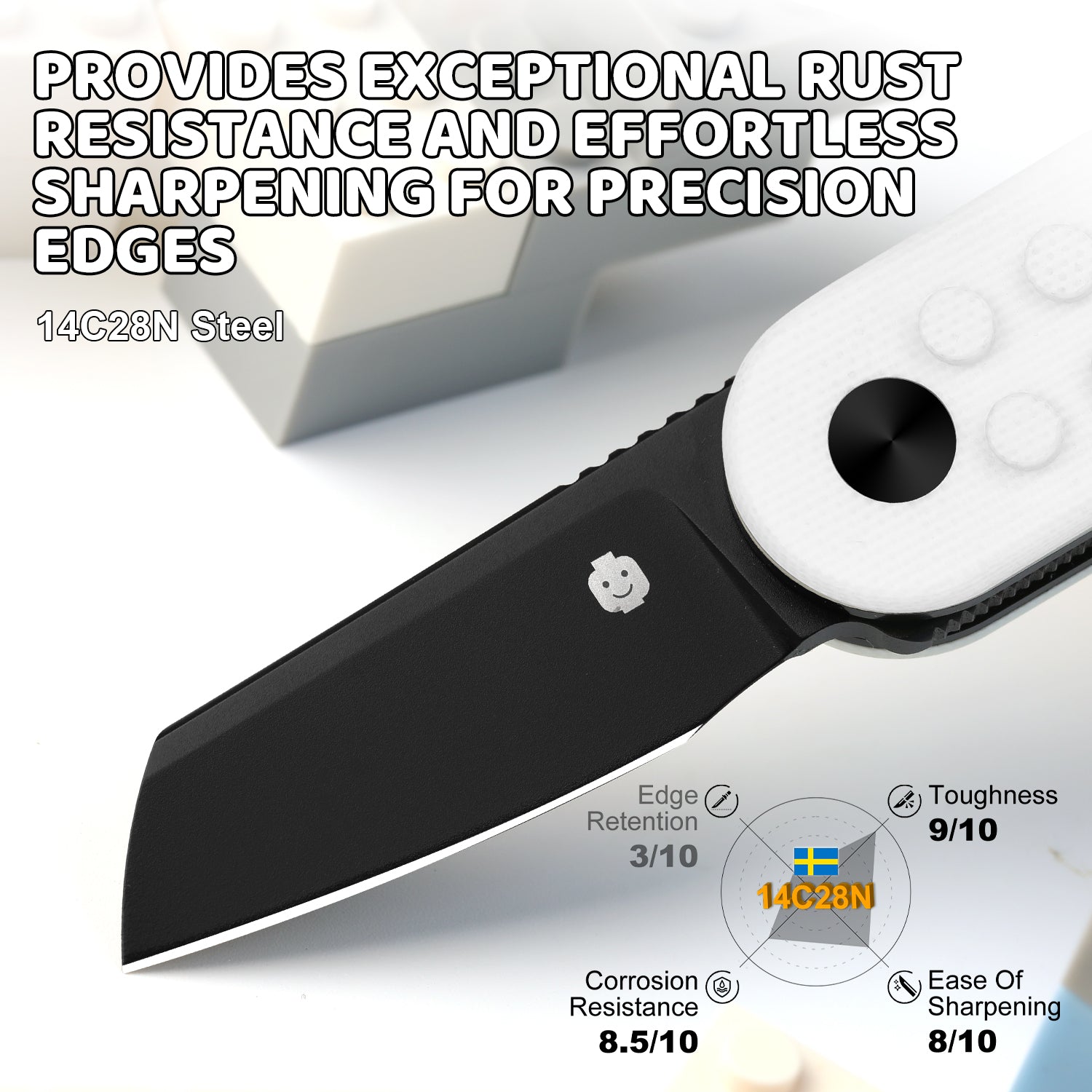 Mini Bay | 14C28N | White Brick G10 Handle | KizerV™ 2583A5