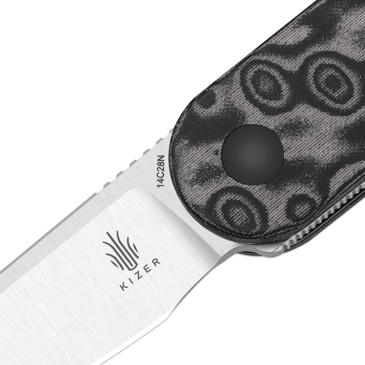 Mini Bay | 14C28N | Vortex Pattern Micarta | KizerV™ 2583A6