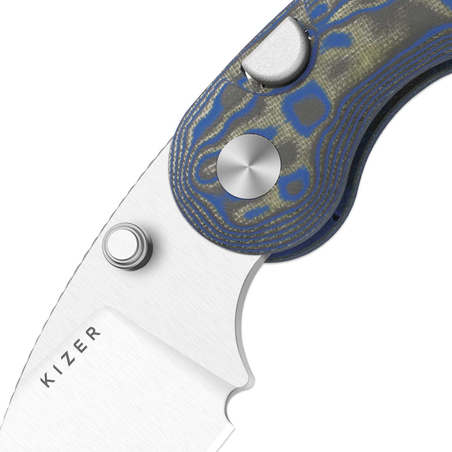 Microbe™ | Kizer Button Liner Lock™ | Micarta With Vortex Pattern | 14C28N | KizerV™ 2742A6