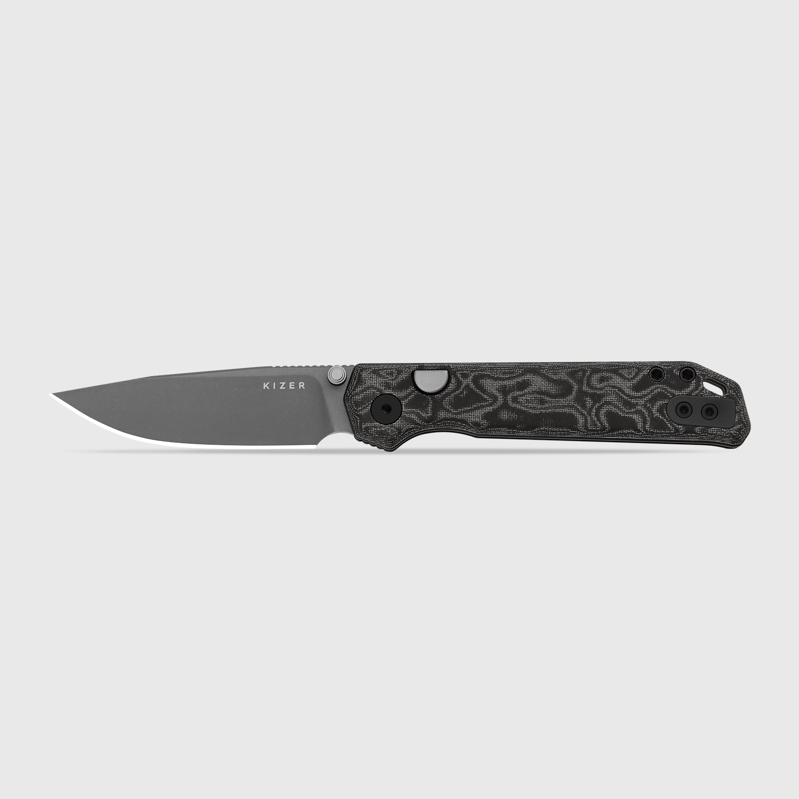 Begleiter 2.9 | Kizer Button Liner Lock™ | Vortex Pattern Micarta | BD1N | Gray PVD | KizerV™ 3458.2BDA2