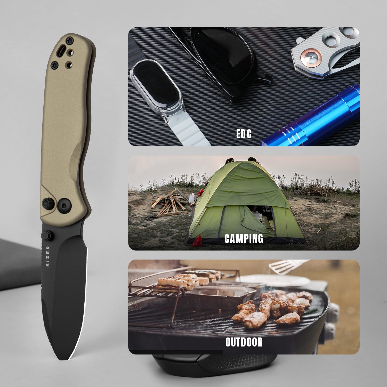 Drop Bear® 2 | Kizer Button Liner Lock™ | Nitro-V | Aluminum | KizerV™ 3619.2CD1