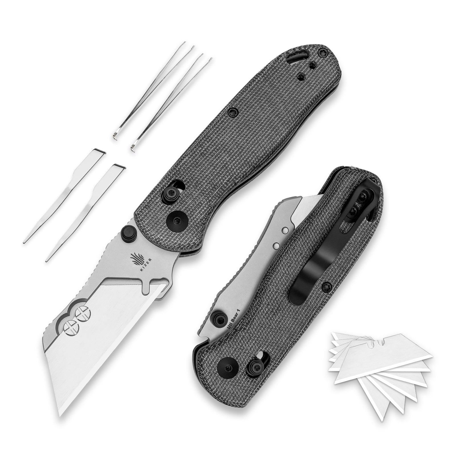 Drop Bear® Utility | Kizer Clutch Lock™ | Uti BEAR 1 | SK5 & 50Cr15MoV | Micarta | KizerV™ 3619JA3