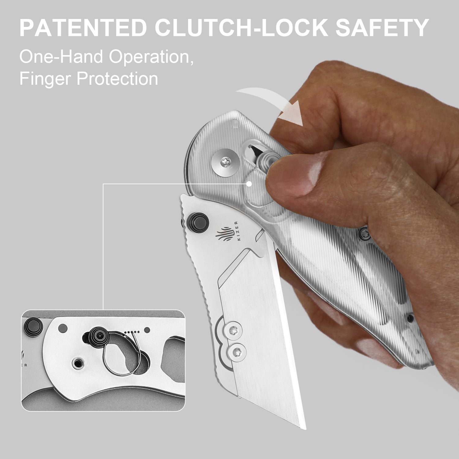 Drop Bear® Utility | Kizer Clutch Lock™ | Uti BEAR 1 | SK5 & 50Cr15MoV | Acrylic | KizerV™ 3619JA5