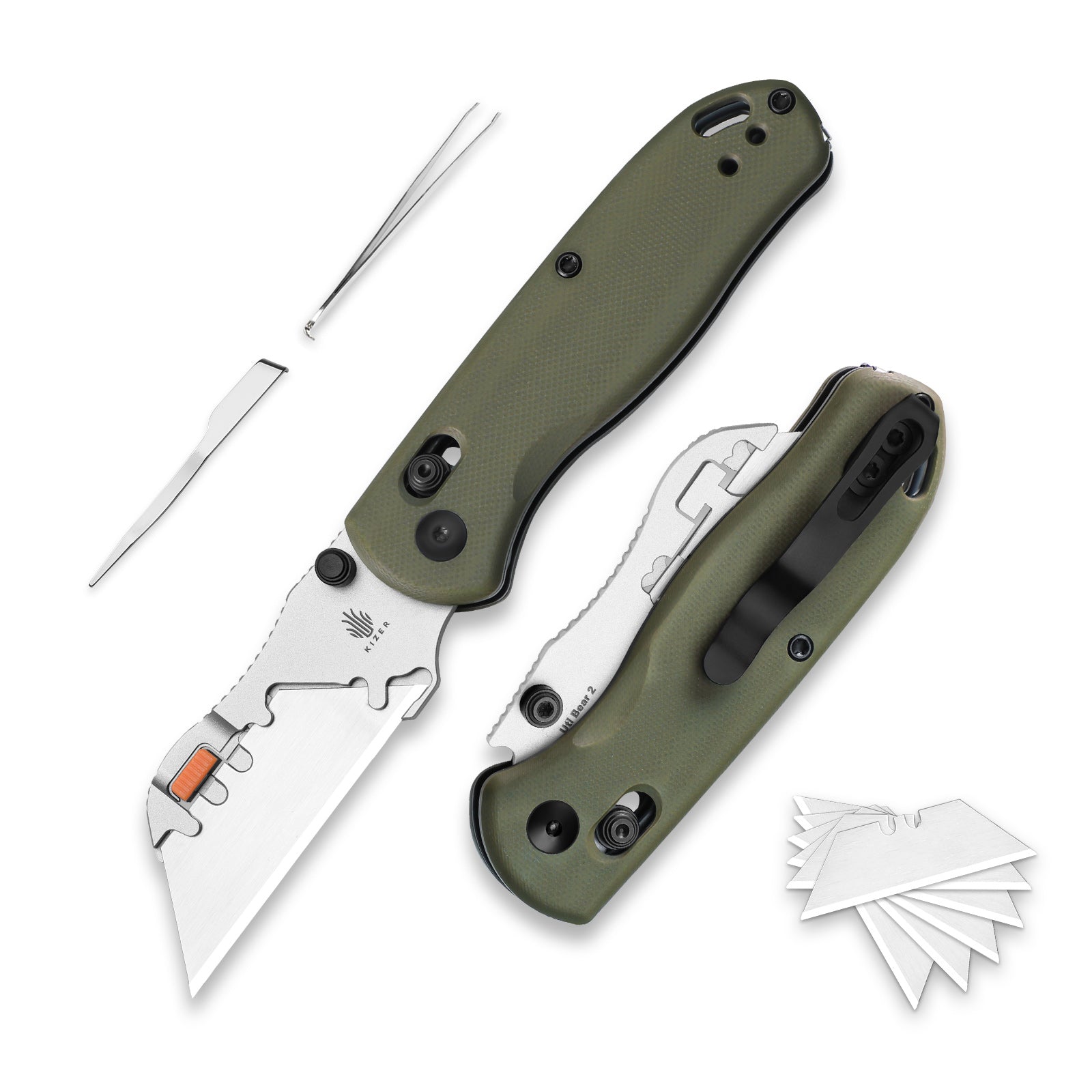 Drop Bear® Utility | Kizer Clutch Lock™ | Uti BEAR 2 | SK5 & 50Cr15MoV | G10 | KizerV™ 3619JA6