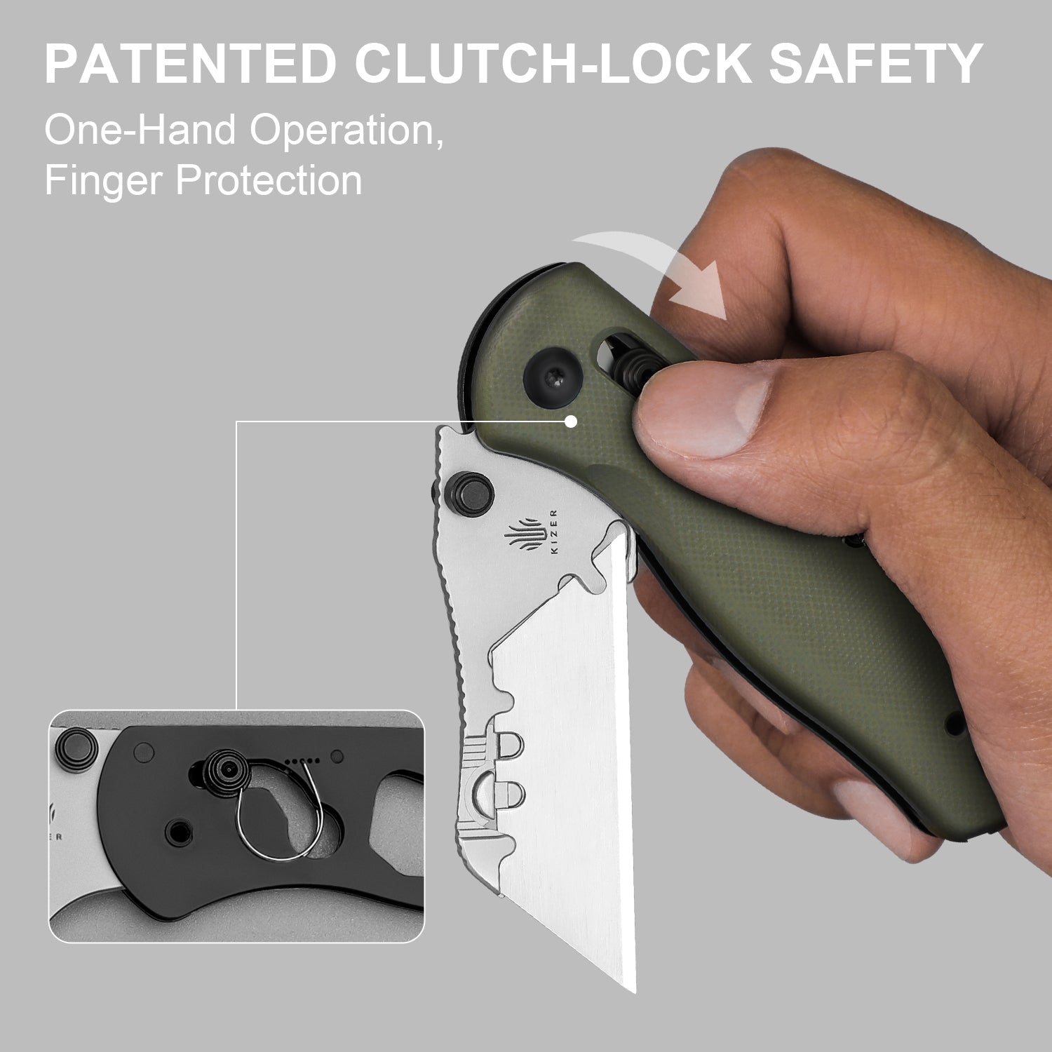 Drop Bear® Utility | Kizer Clutch Lock™ | Uti BEAR 2 | SK5 & 50Cr15MoV | G10 | KizerV™ 3619JA6