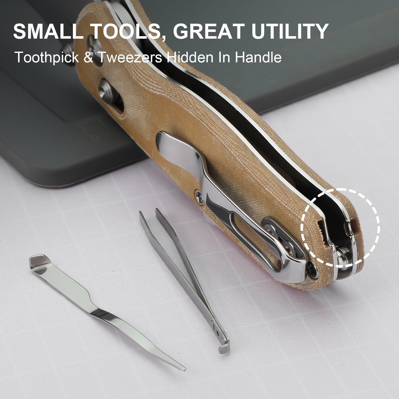 Drop bear® Utility | Kizer Clutch Lock™ | Uti BEAR 2 | SK5 & 50Cr15MoV | Micarta | KizerV™ 3619JA7