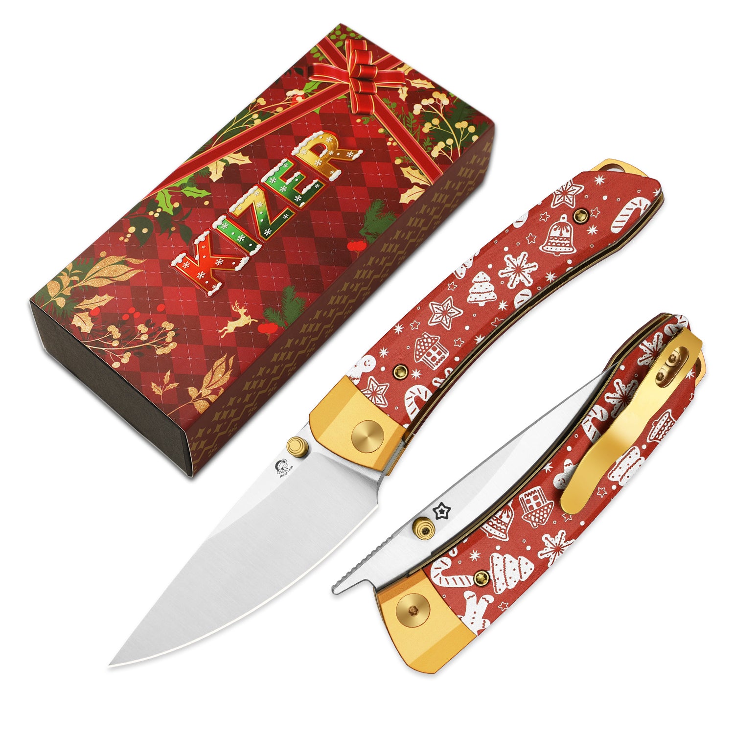 Christmas | Mini MoMo | Nitro-V | Aluminum & Micarta | KizerV™ 3663MC1 | Limited