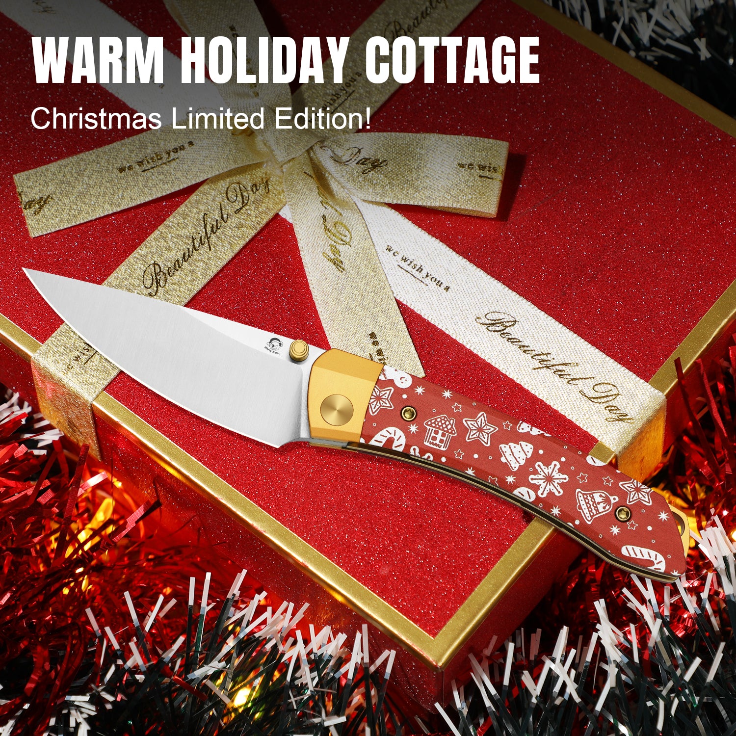 Christmas | Mini MoMo | Nitro-V | Aluminum & Micarta | KizerV™ 3663MC1 | Limited