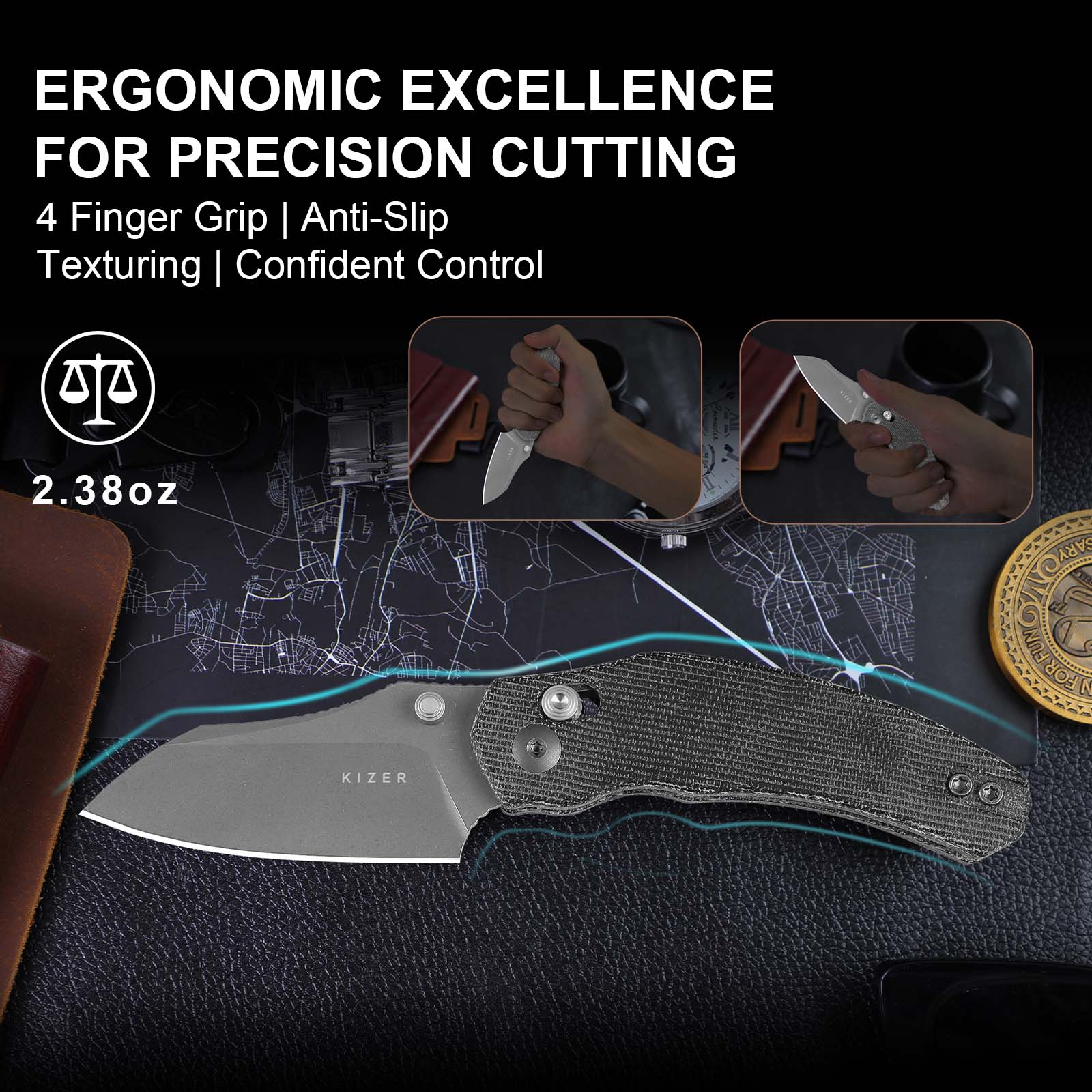 Mini Bulldog | Nitro-V | Micarta | KizerV™ 3672SA2
