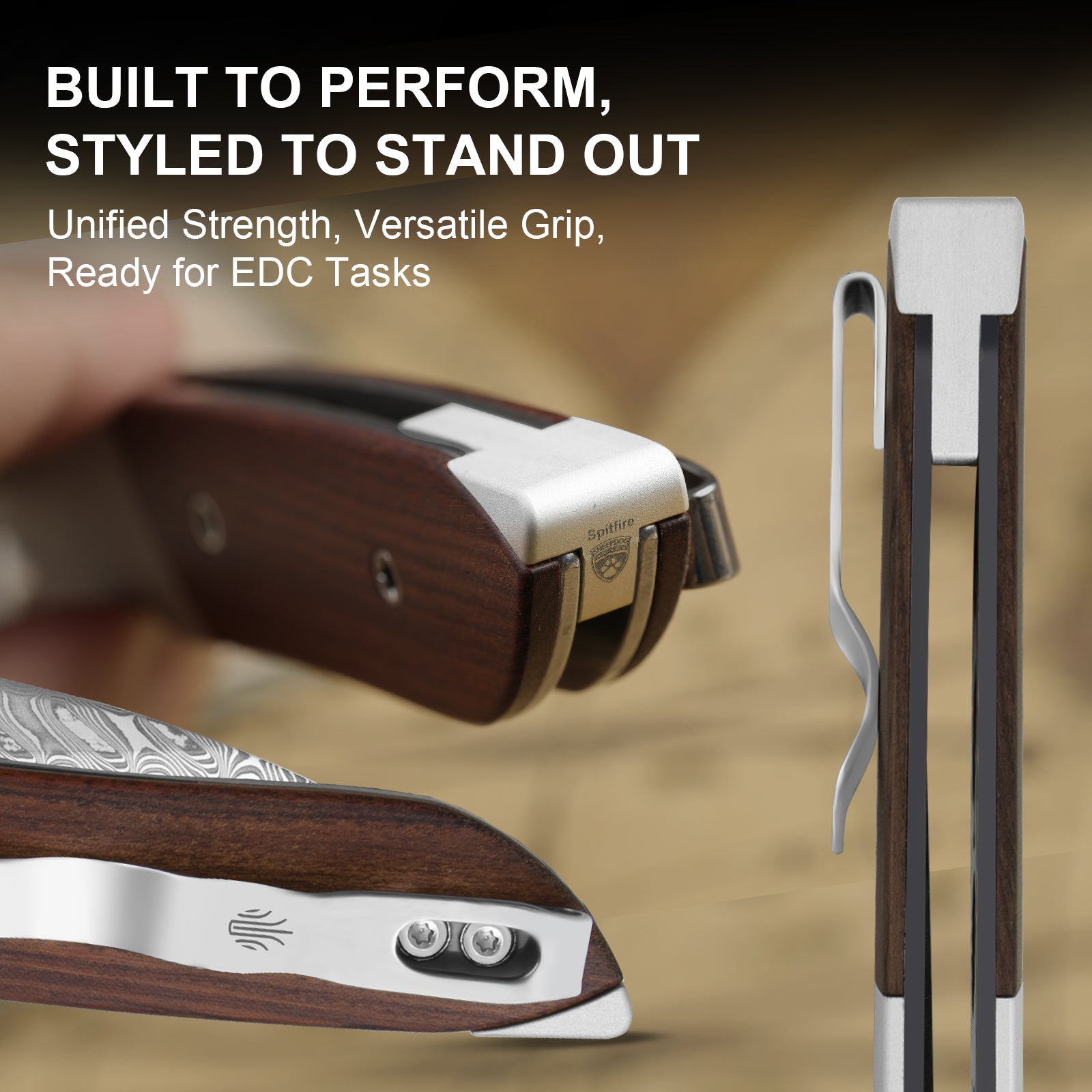 Spitfire | Damascus Steel | Aluminum & Mkuruti Wood | V3690A3