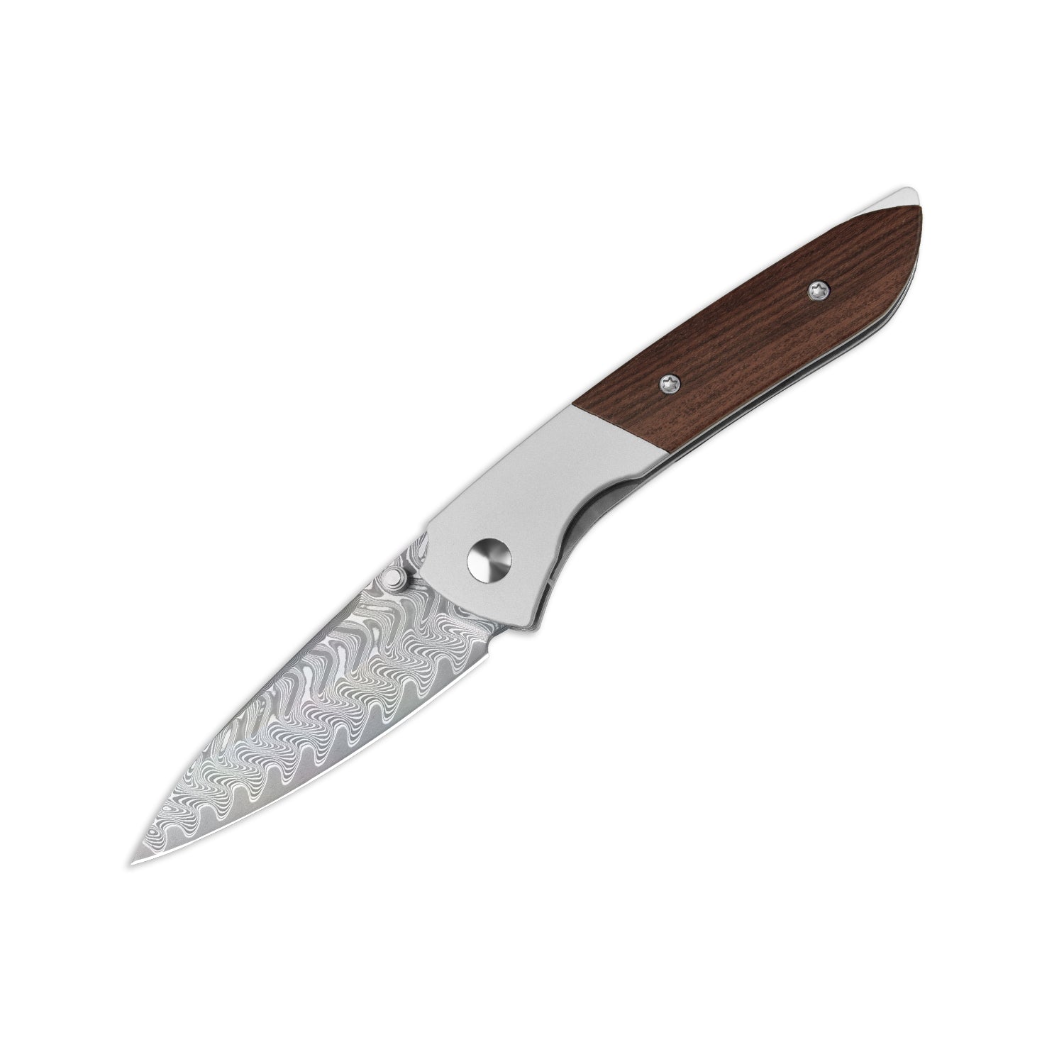 Spitfire | Vibrant Acid-Washed Finish | Damascus Steel | Aluminum & Mkuruti Wood | KizerV™ 3690A4