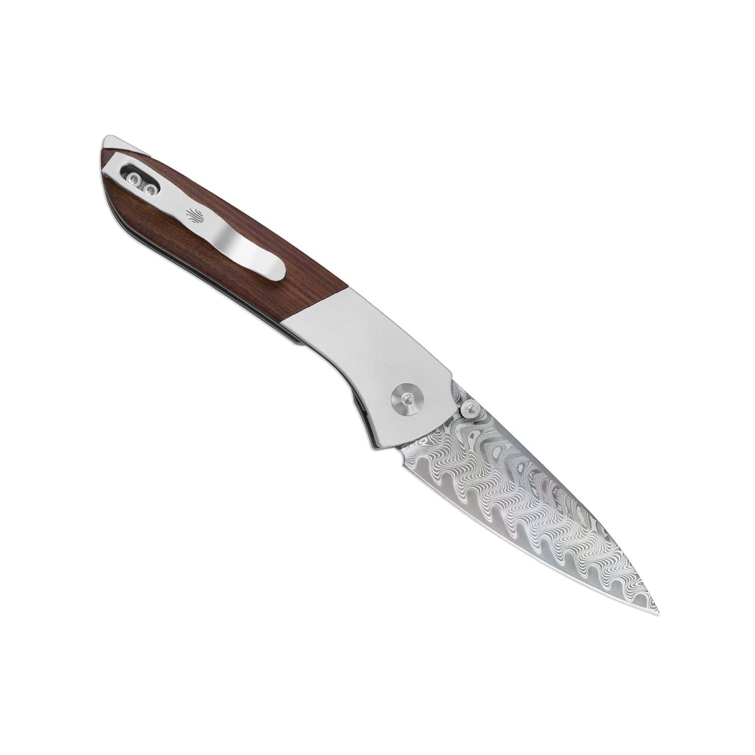 Spitfire | Vibrant Acid-Washed Finish | Damascus Steel | Aluminum & Mkuruti Wood | KizerV™ 3690A4