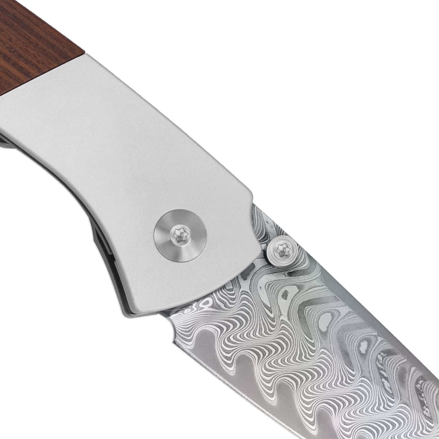 Spitfire | Vibrant Acid-Washed Finish | Damascus Steel | Aluminum & Mkuruti Wood | KizerV™ 3690A4
