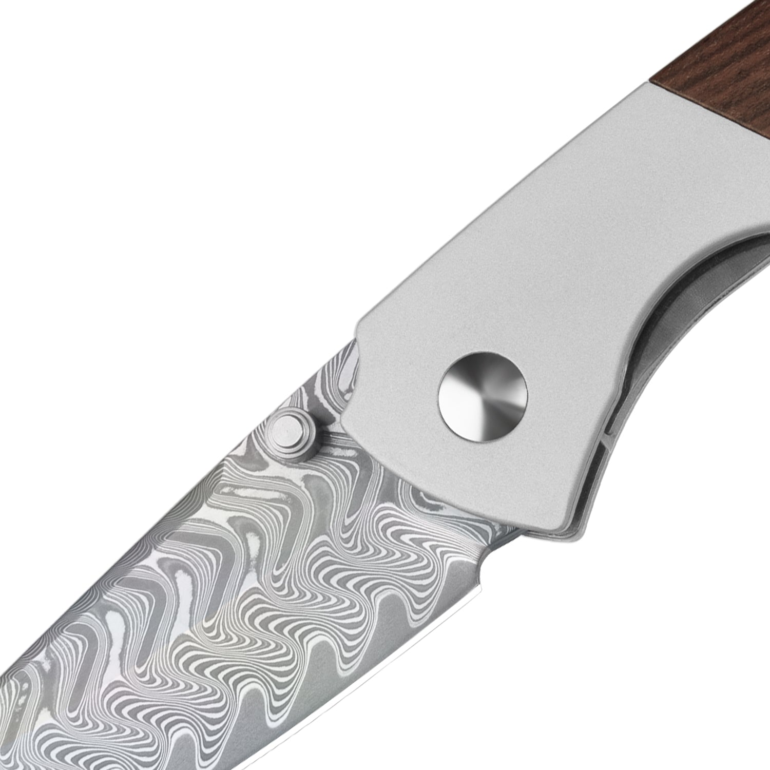 Spitfire | Vibrant Acid-Washed Finish | Damascus Steel | Aluminum & Mkuruti Wood | KizerV™ 3690A4