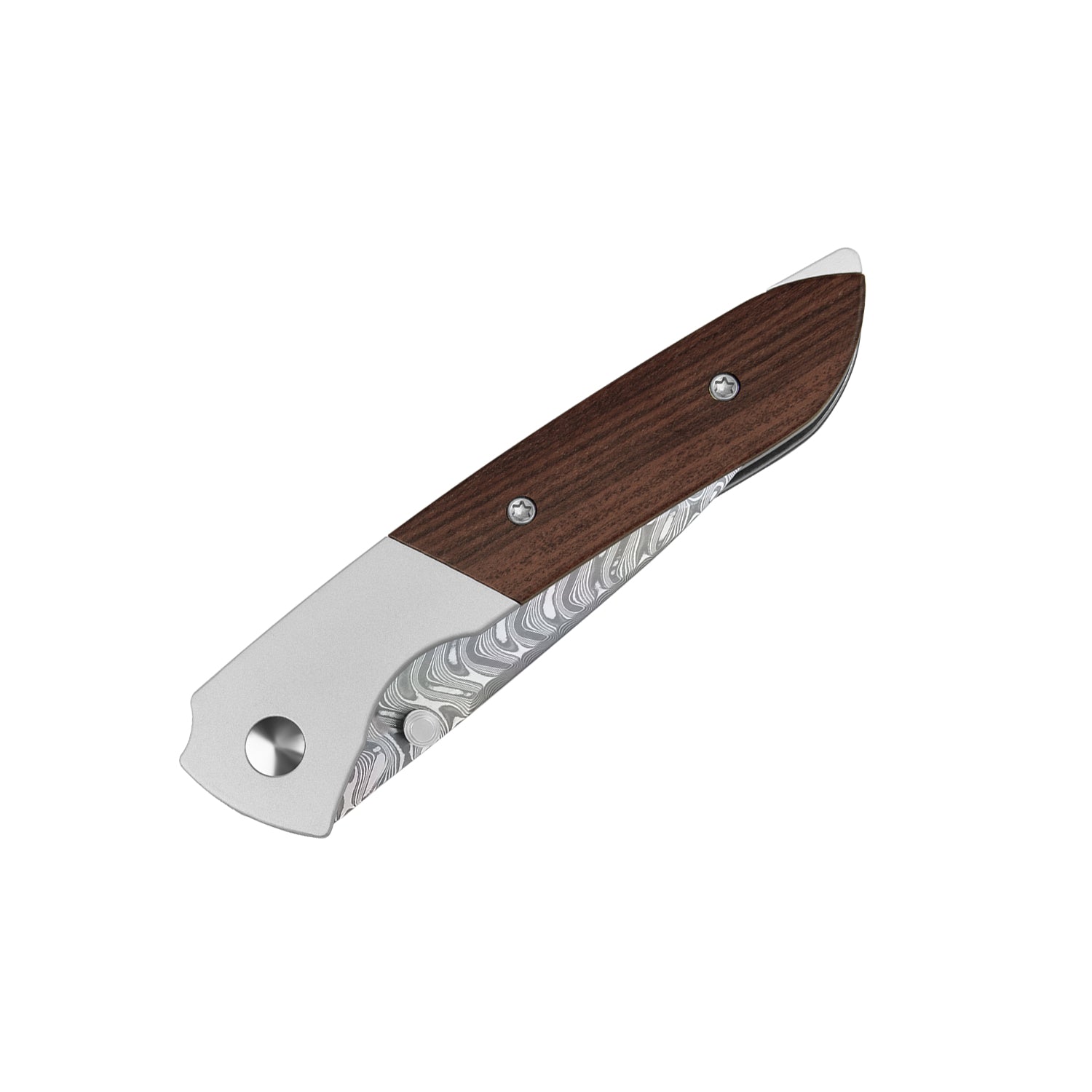 Spitfire | Vibrant Acid-Washed Finish | Damascus Steel | Aluminum & Mkuruti Wood | KizerV™ 3690A4