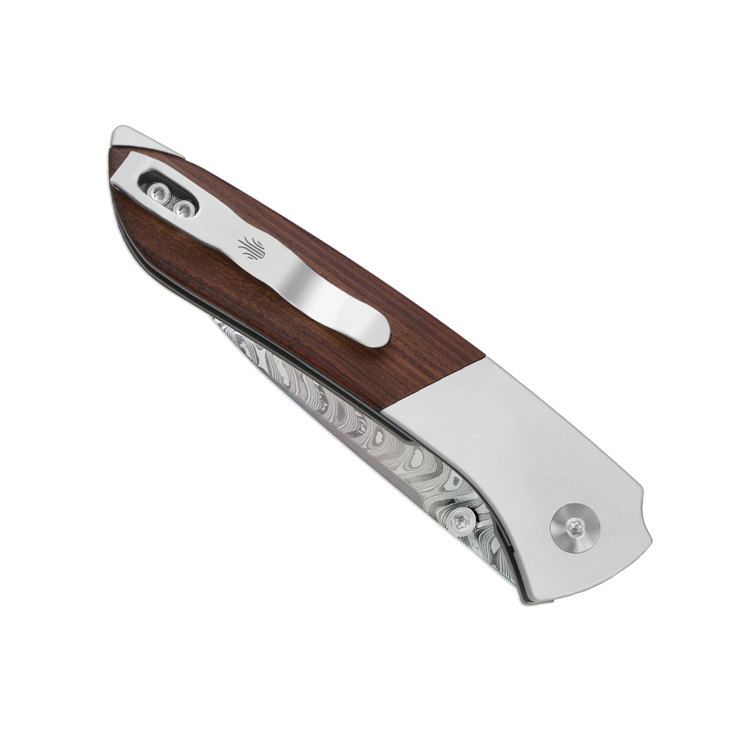 Spitfire | Vibrant Acid-Washed Finish | Damascus Steel | Aluminum & Mkuruti Wood | V3690A4