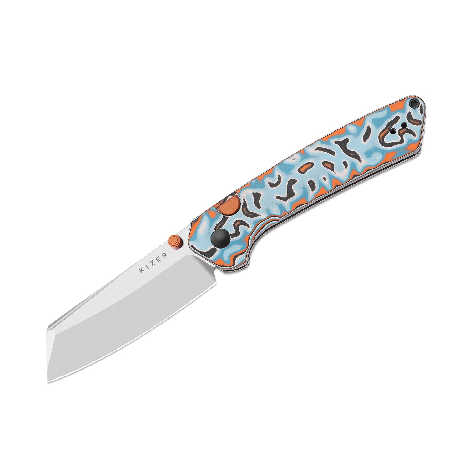 Madrac | Kizer Button Liner Lock™ | Micarta With Vortex Pattern | 14C28N + Flat Grind | KizerV™ 3693BSA2