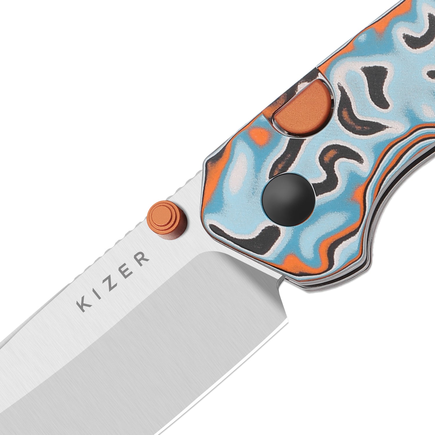 Madrac | Kizer Button Liner Lock™ | Micarta With Vortex Pattern | 14C28N + Flat Grind | KizerV™ 3693BSA2