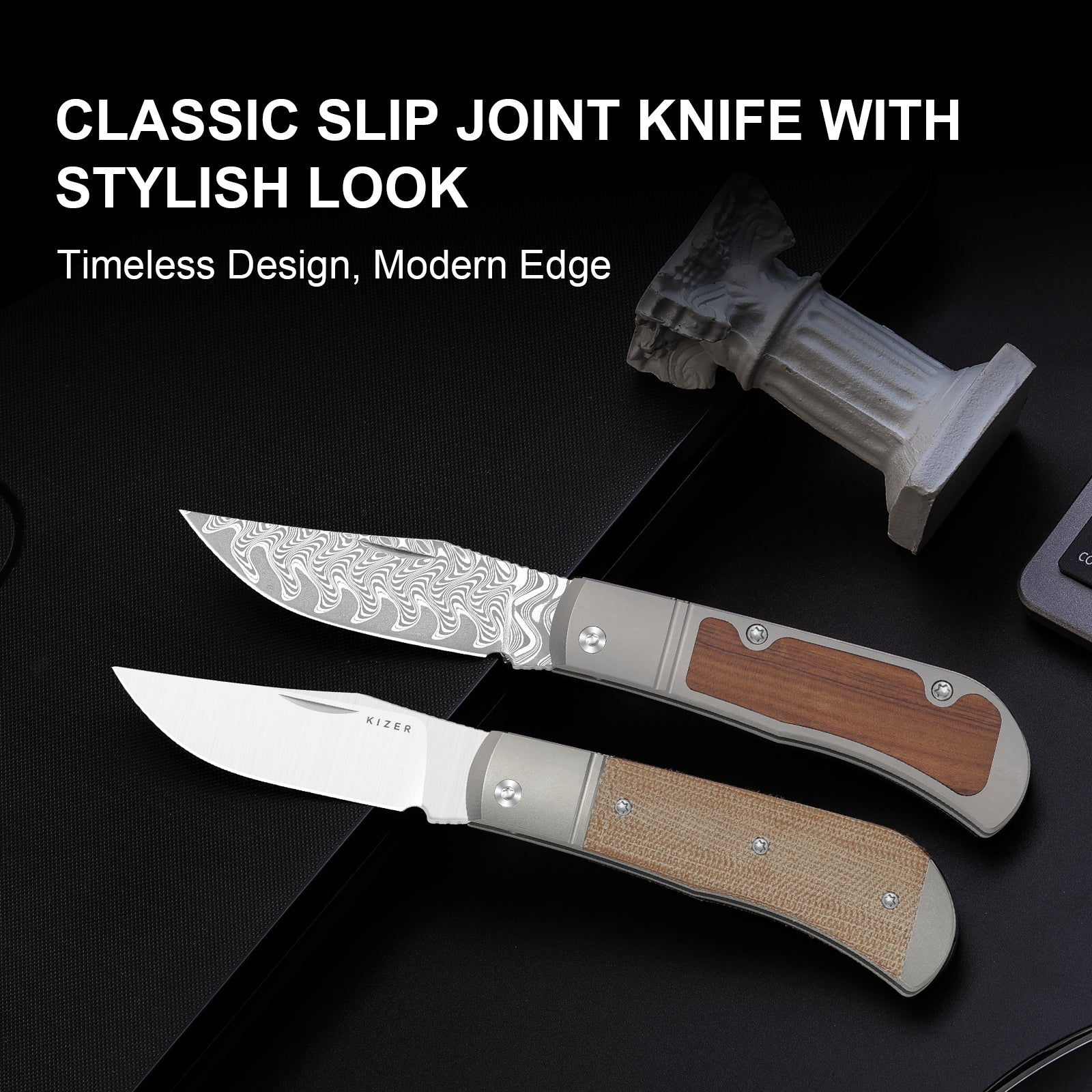 Trestle | 14C28N | Titanium & Micarta | KizerV™ 3761A1