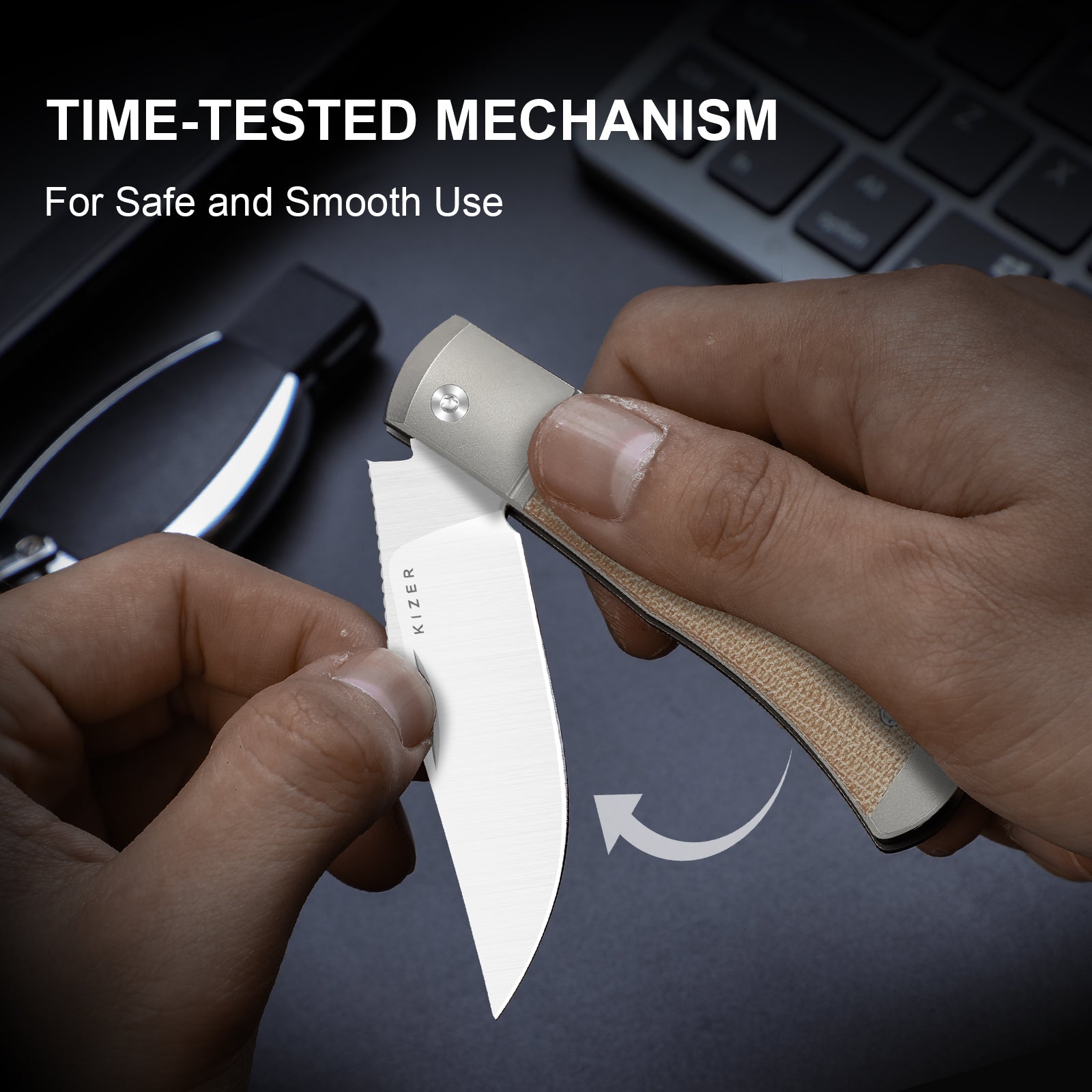 Trestle | 14C28N | Titanium & Micarta | KizerV™ 3761A1