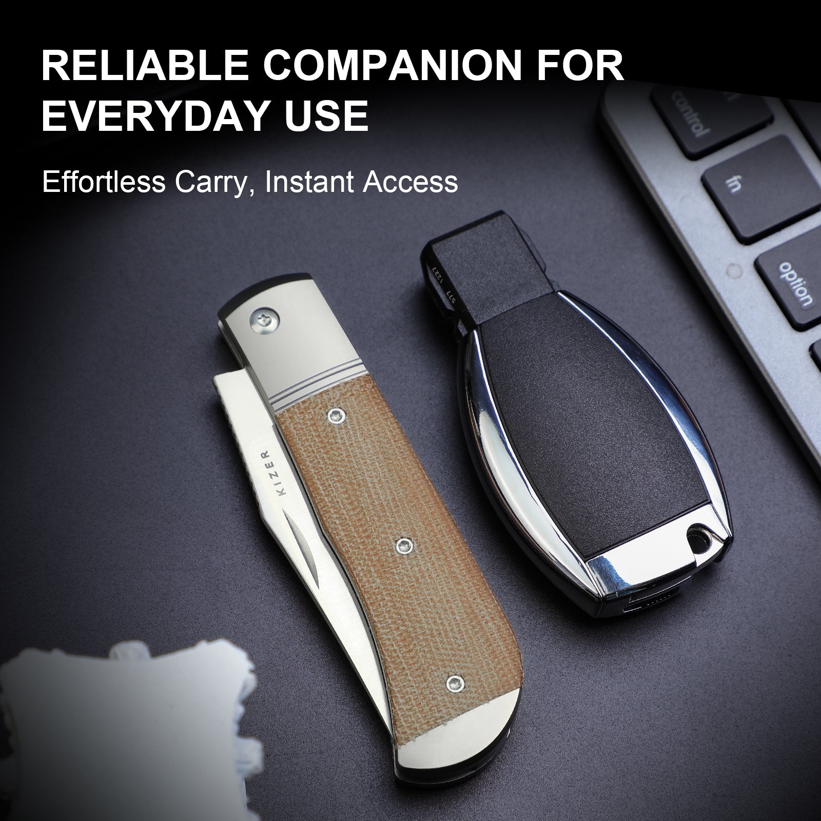 Trestle | 14C28N | Titanium & Micarta | KizerV™ 3761A1