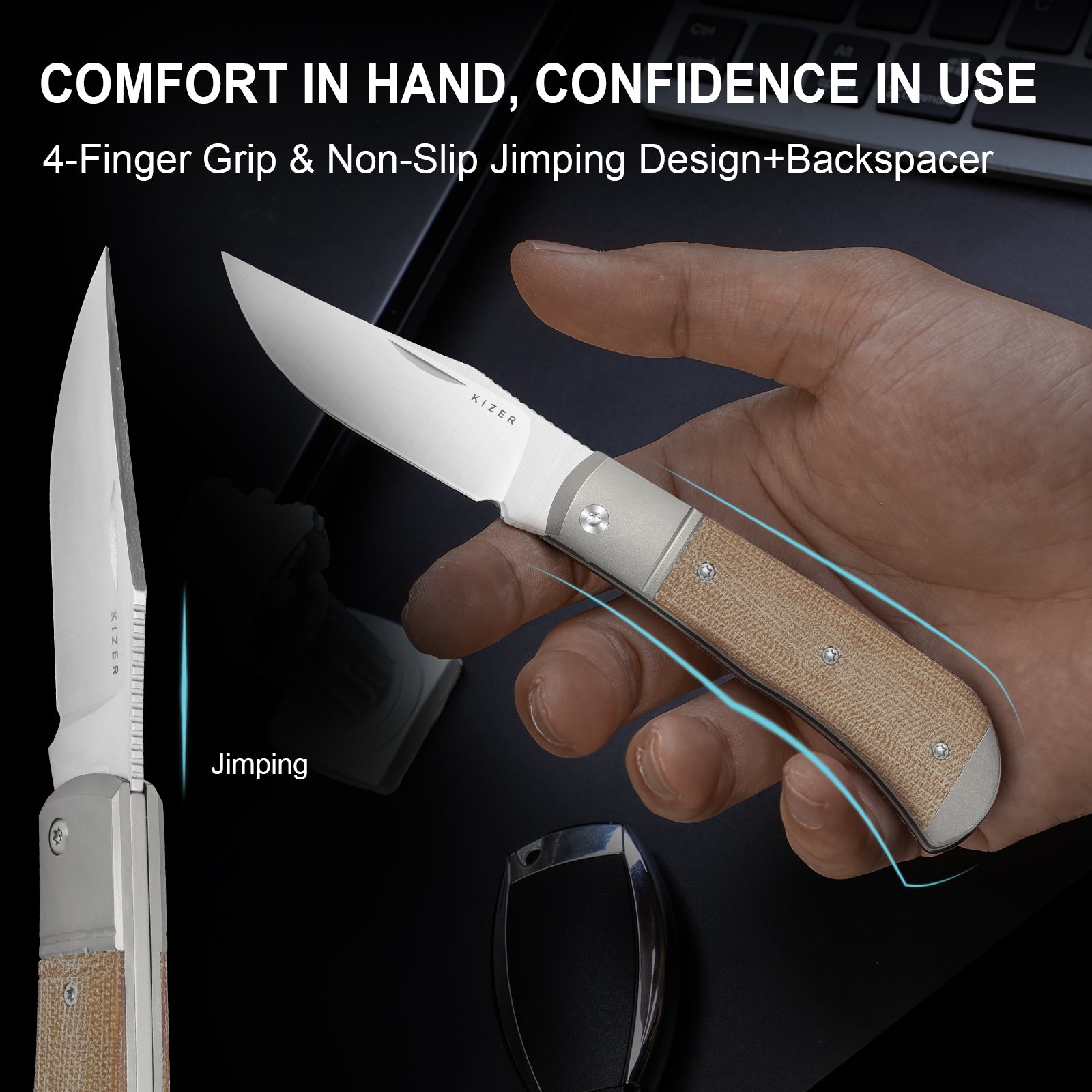 Trestle | 14C28N | Titanium & Micarta | KizerV™ 3761A1