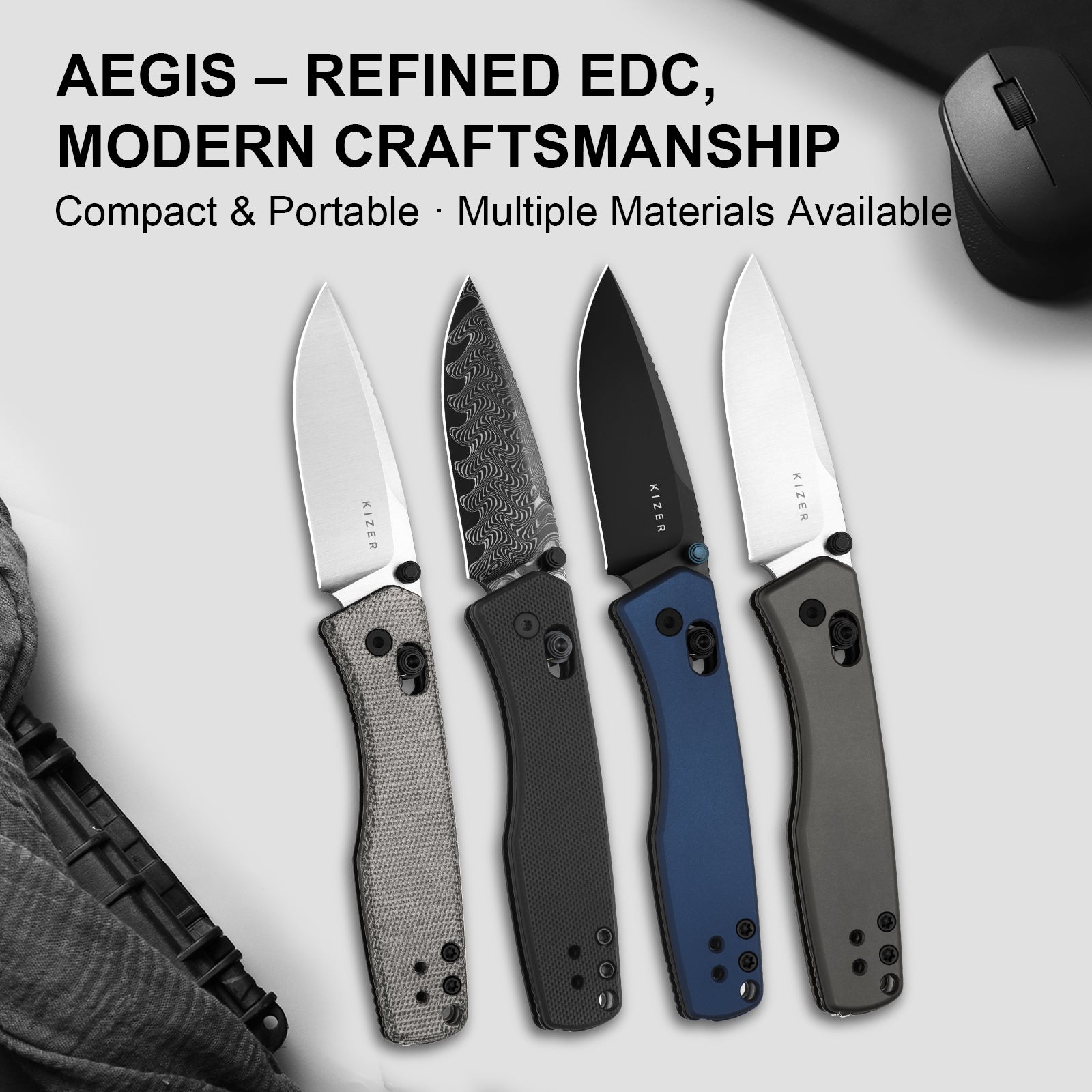 Aegis | Kizer Clutch Lock™ | Damascus | G10 | KizerV™ 3774A2