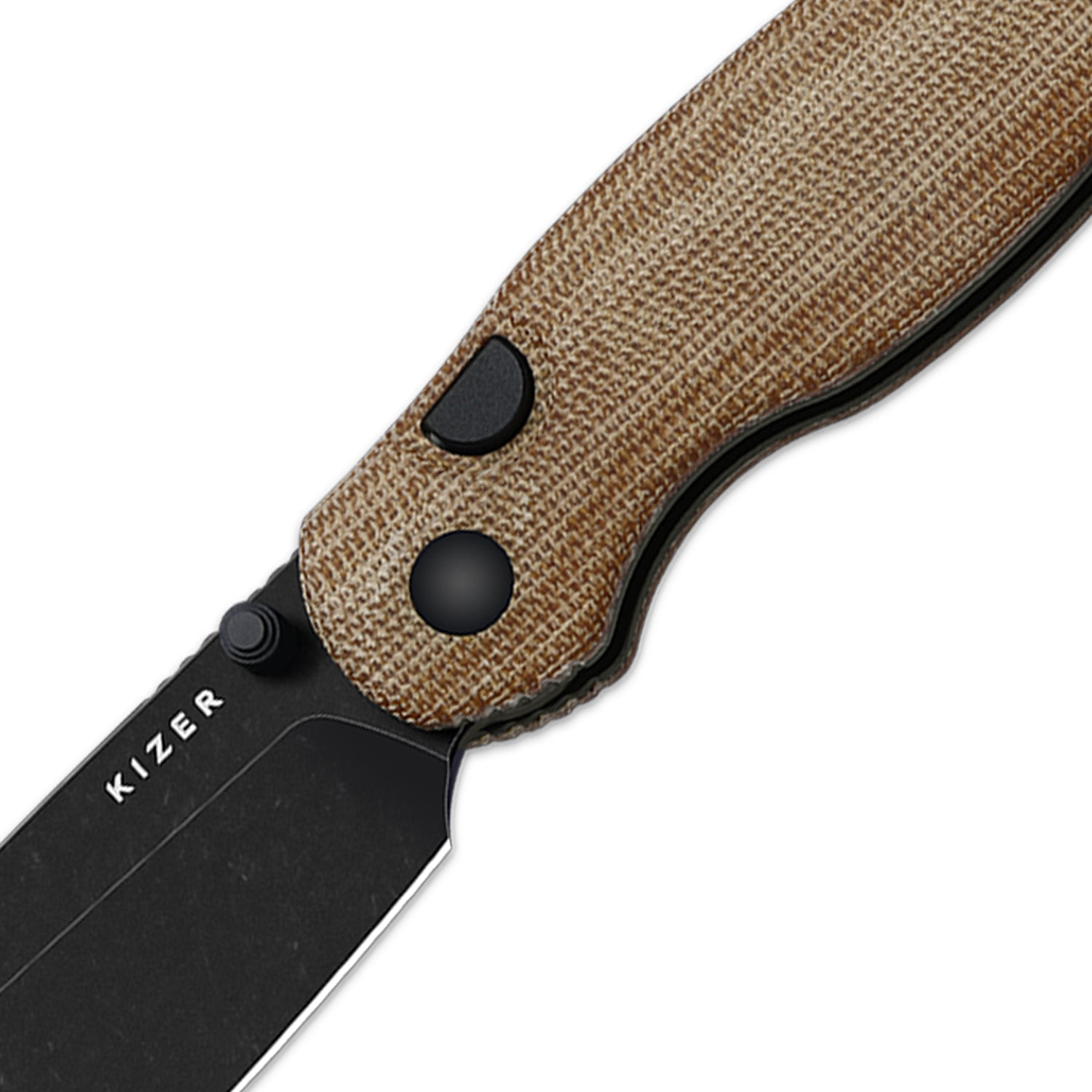 Phoca BD | Kizer Button Liner Lock™ | 14C28N | Norplex UltreX™ Micarta | KizerV™ 3781BDA1
