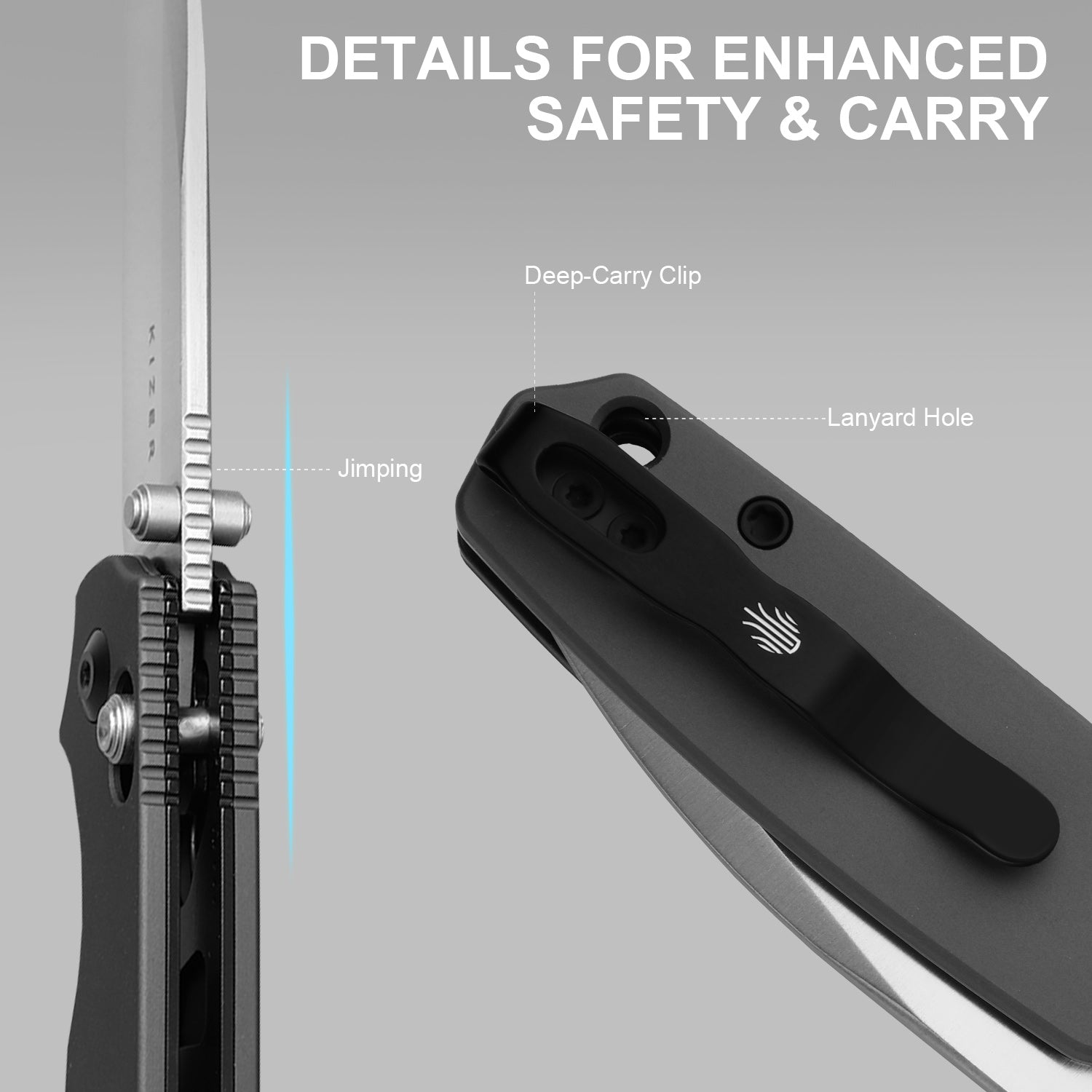 Pokiman CD | Kizer Clutch Lock™ | Drop Point | Four-Finger Full Grip | Aluminum | KizerV™ 3789A2