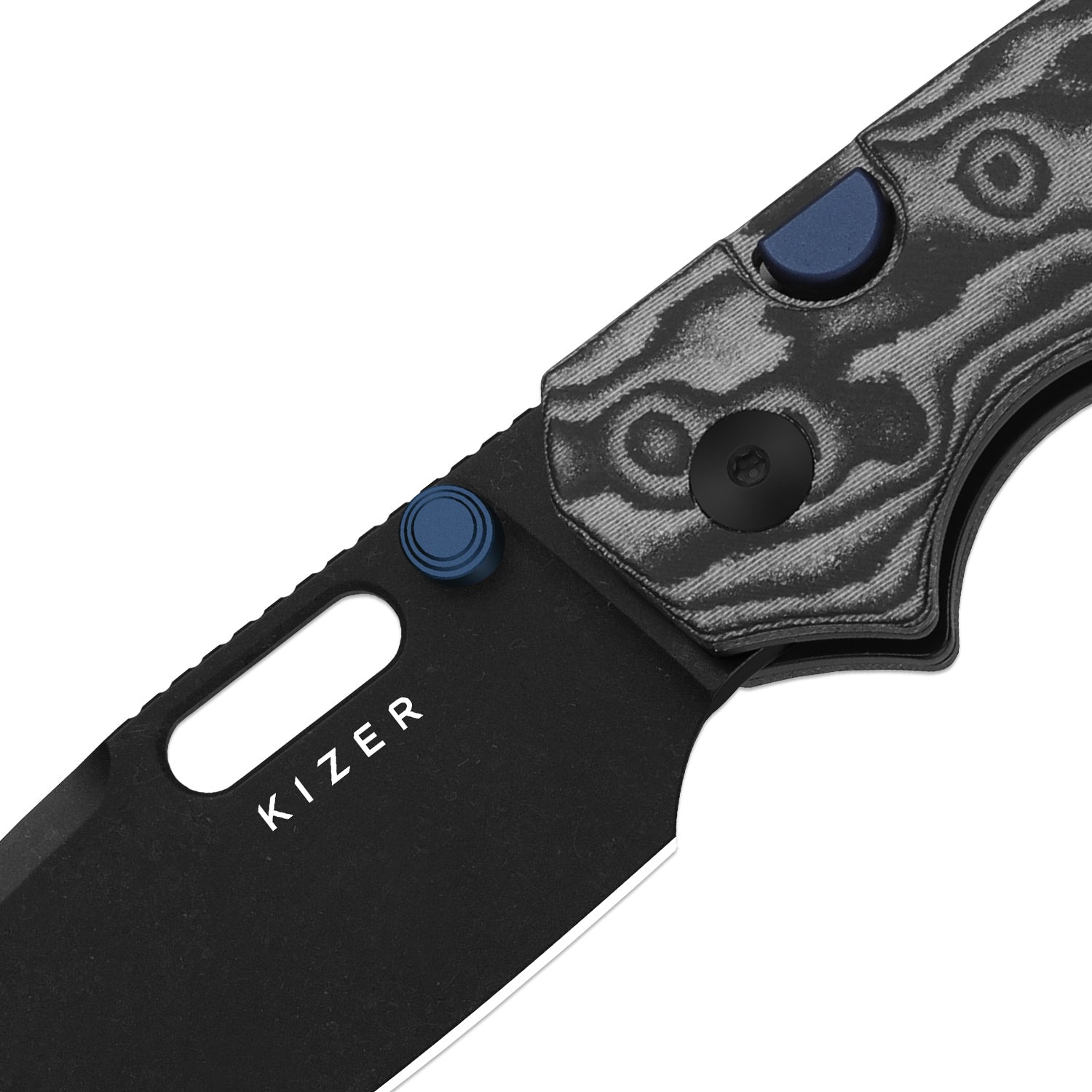 Outposter | Kizer Button Liner Lock™ | Vortex Pattern Micarta | Nitro-V + PVD Coating & Stonewashed | KizerV™ 3802BDA2