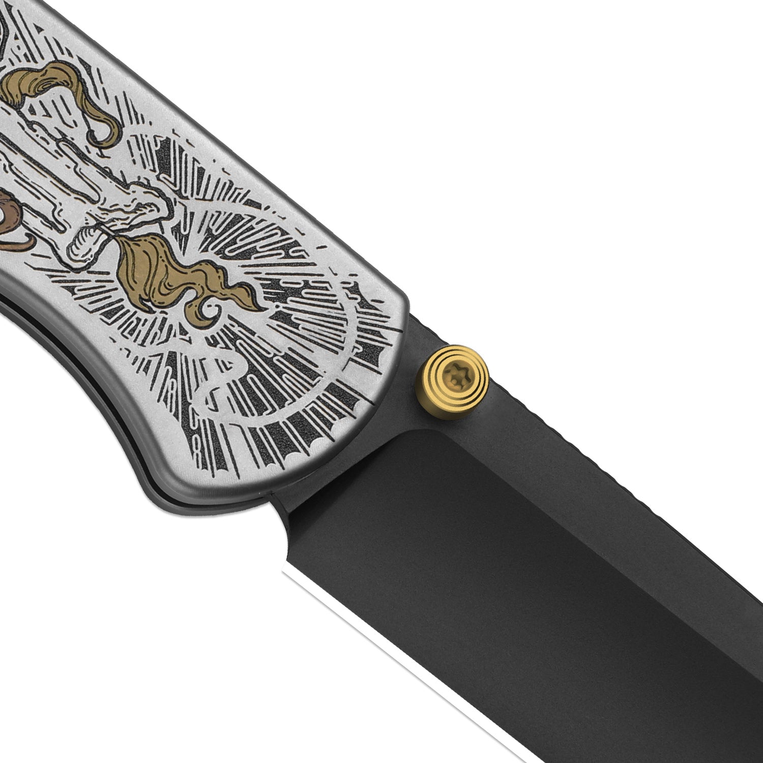 Drop Bear® Zero | K390 | Polished DLC Ultra | Hollow Grind | Titanium (Laser Engraved with Multi-tone Inlays) | Kizer Button Liner Lock™ | KizerX™ 3619BDLA2