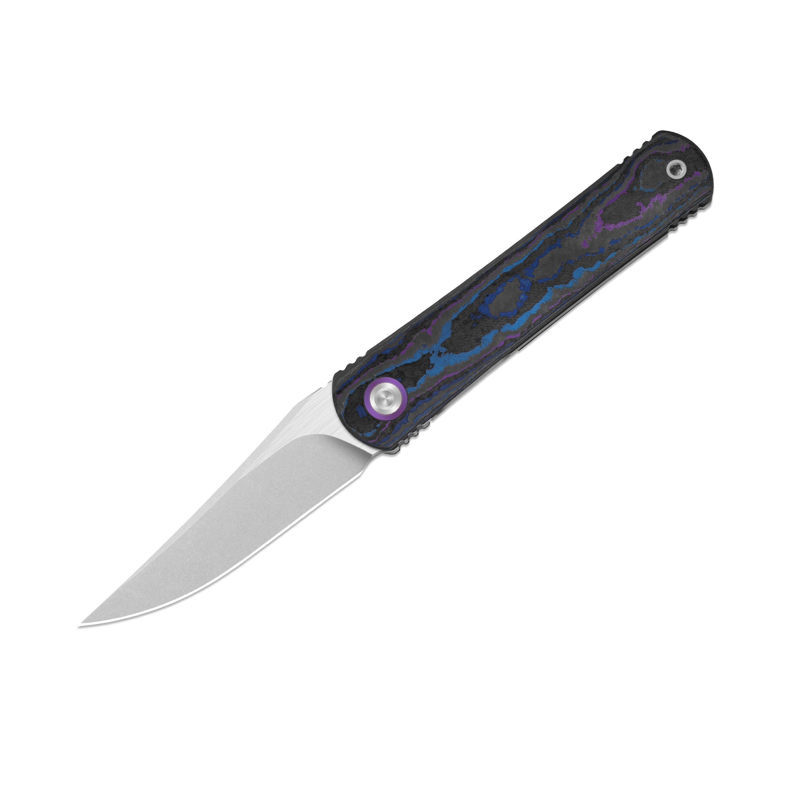 Feist 3 | CPM S90V + Stonewashed & Flat Brushed | Clip Point | Titanium & CamoCarbon Damtanium | KizerX™ 3499.3A2
