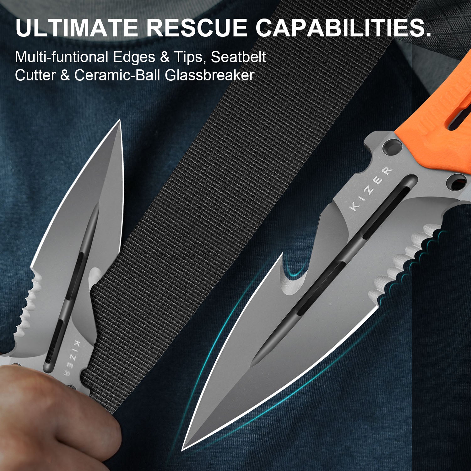Norcross | Nitro-V | Orange G10 | Double Edged | KizerV™ FB01A5