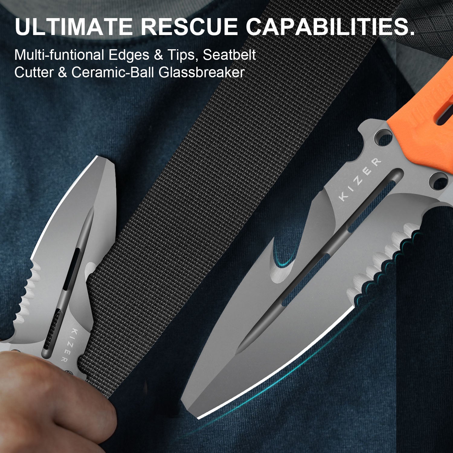 Norcross | Nitro-V | Orange G10 | Single Edged | KizerV™ FB01A6