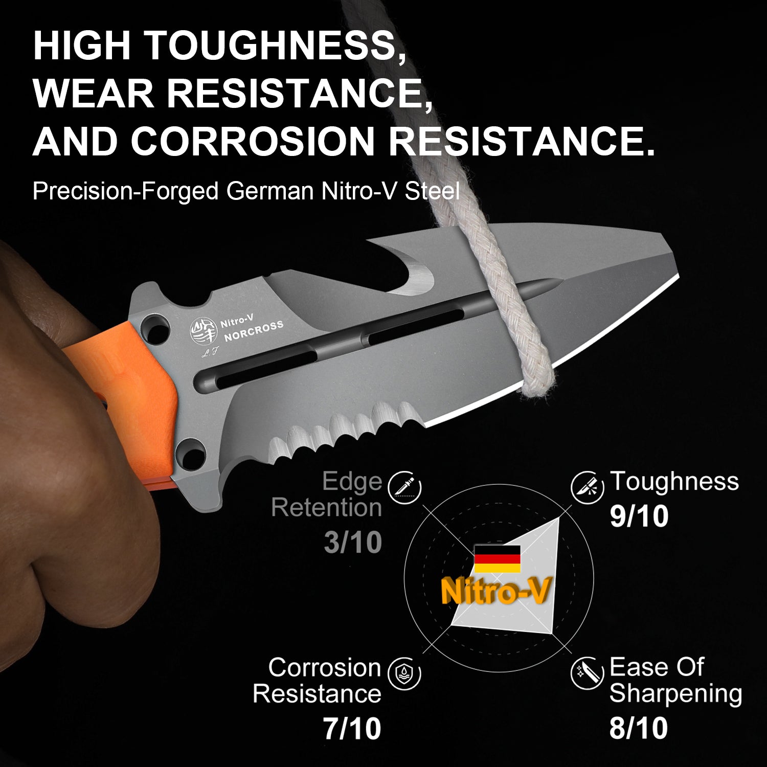 Norcross | Nitro-V | Orange G10 | Single Edged | KizerV™ FB01A6