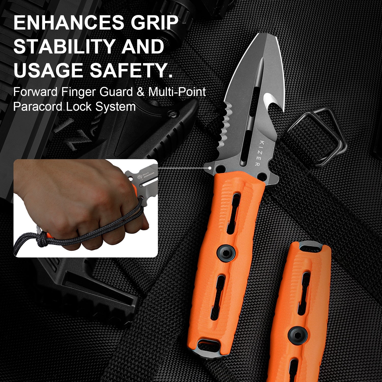 Norcross | Nitro-V | Orange G10 | Exclusive - Double Edged | KizerV™ FB01A7