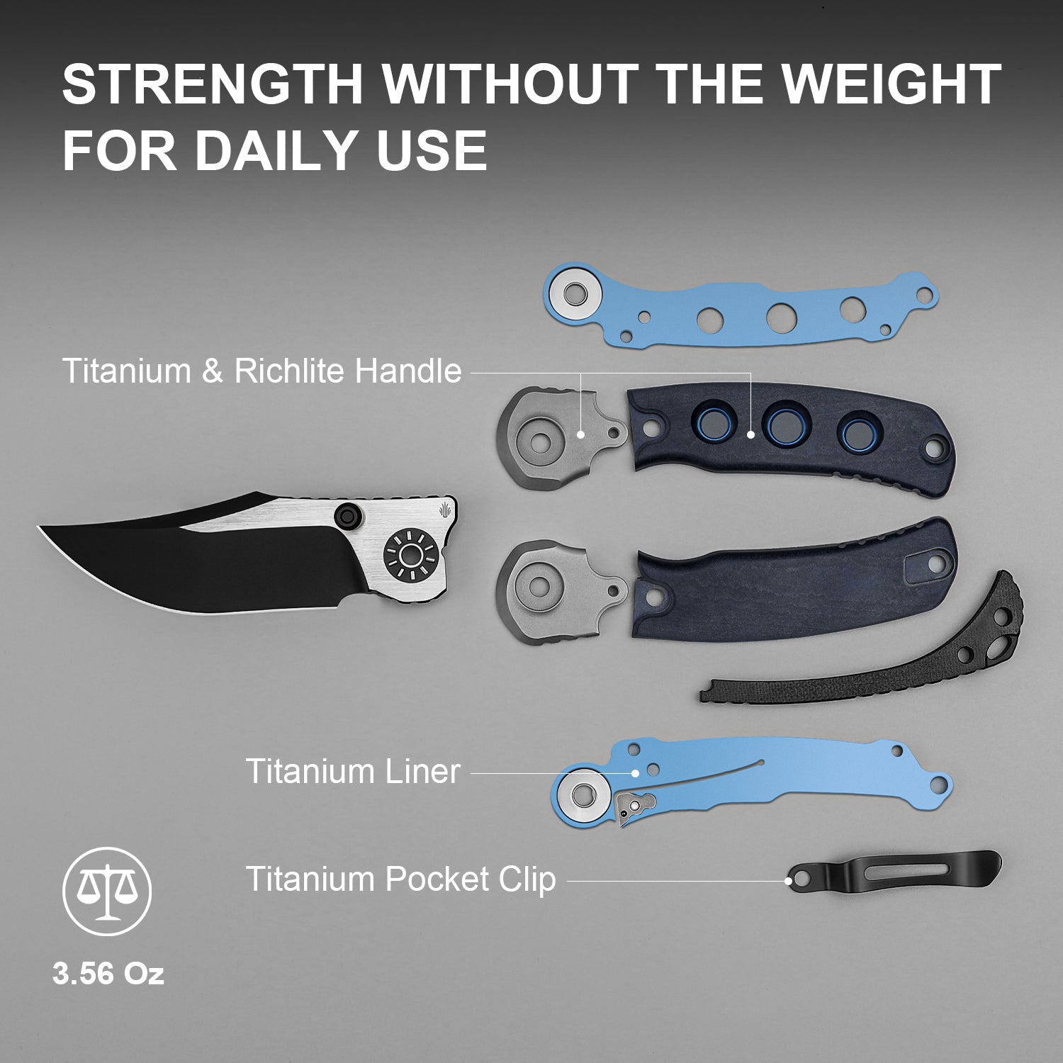 PIONEER | S35VN | Blue Canyon & Titanium | KizerB™ FK03A2