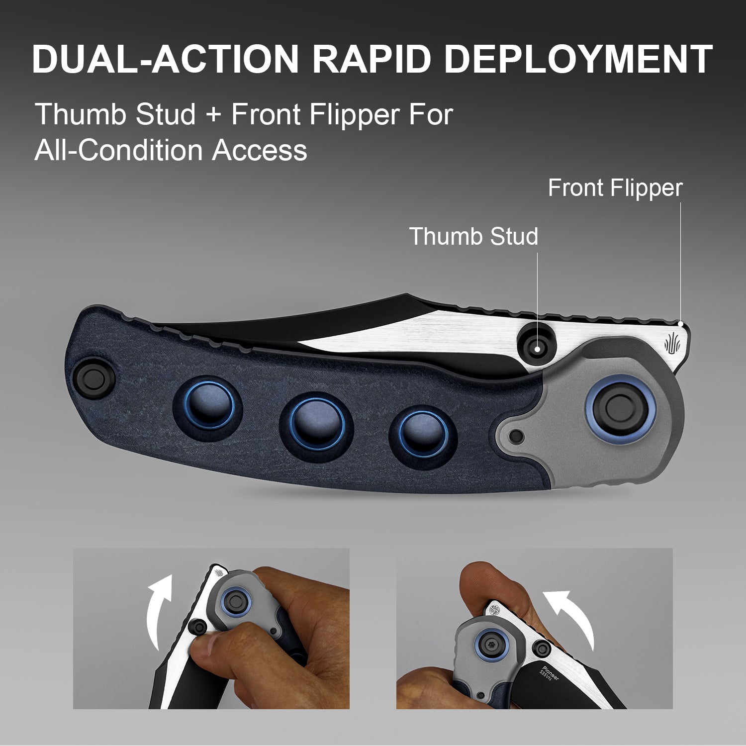 PIONEER | S35VN | Blue Canyon & Titanium | KizerB™ FK03A2