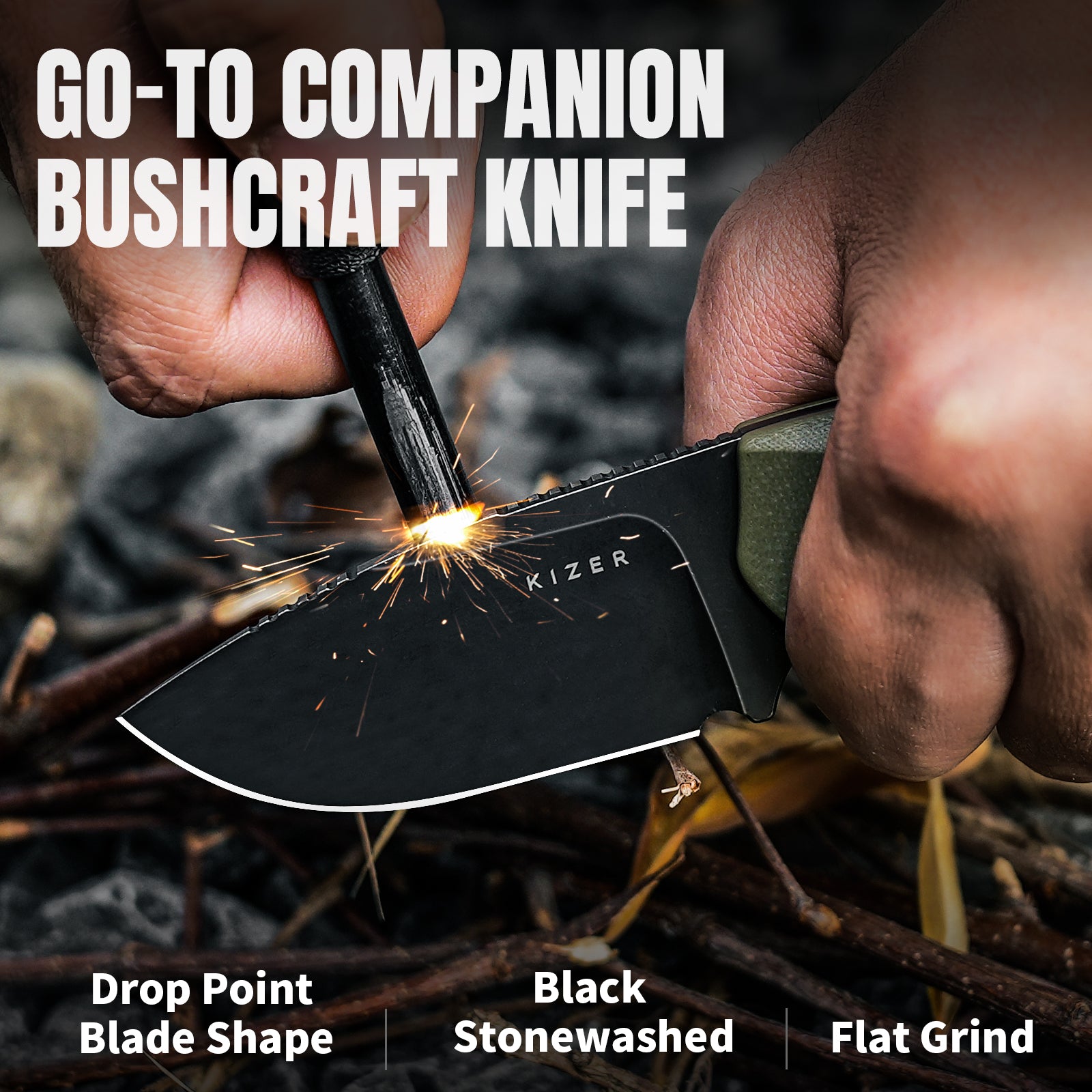 Beaver | D2 | Olive Green G10 | KizerV™ 1078A1