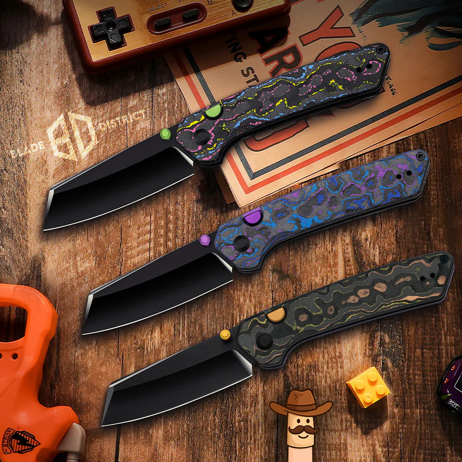 Kizer Madrac Button Liner Lock Damtanium Camo Carbon Mirror DLC S45VN BLADE DISTRICT EXCLUSIVE