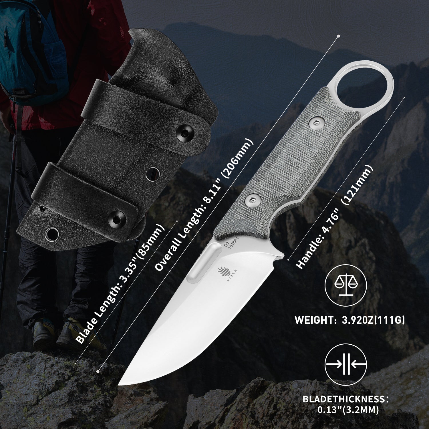 Cabox | D2 | Micarta | KizerV™ 1048A1