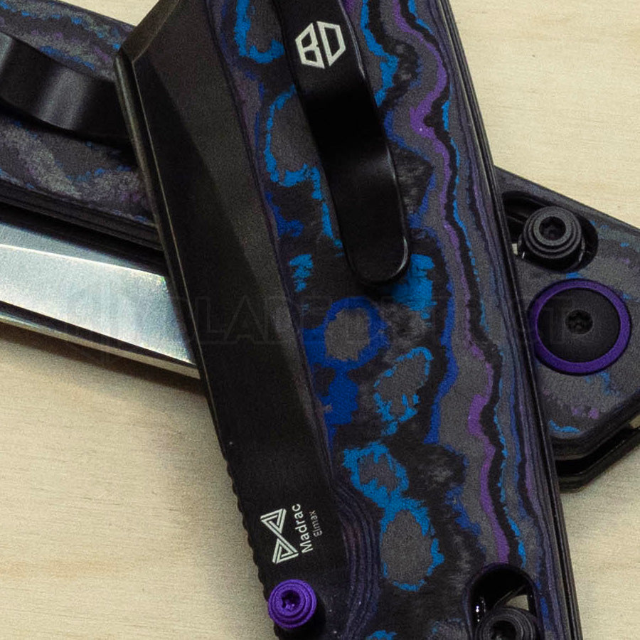 Kizer Madrac Knife Damtanium Camo Carbon Elmax Mirror DLC BLADE DISTRICT EXCLUSIVE