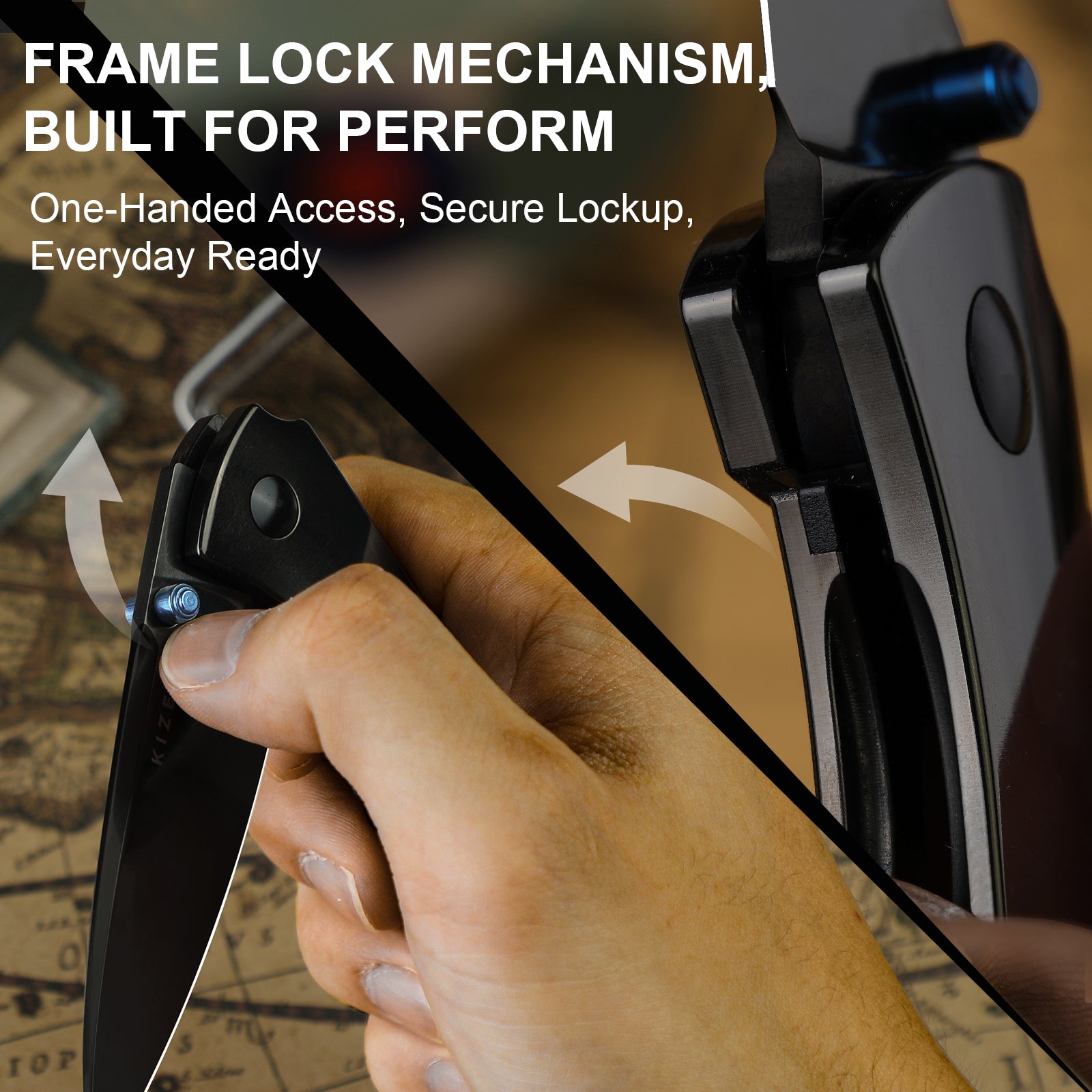 Spitfire | S35VN | Polished DLC | Titanium & Camo Carbon 80's | Ki3690A2