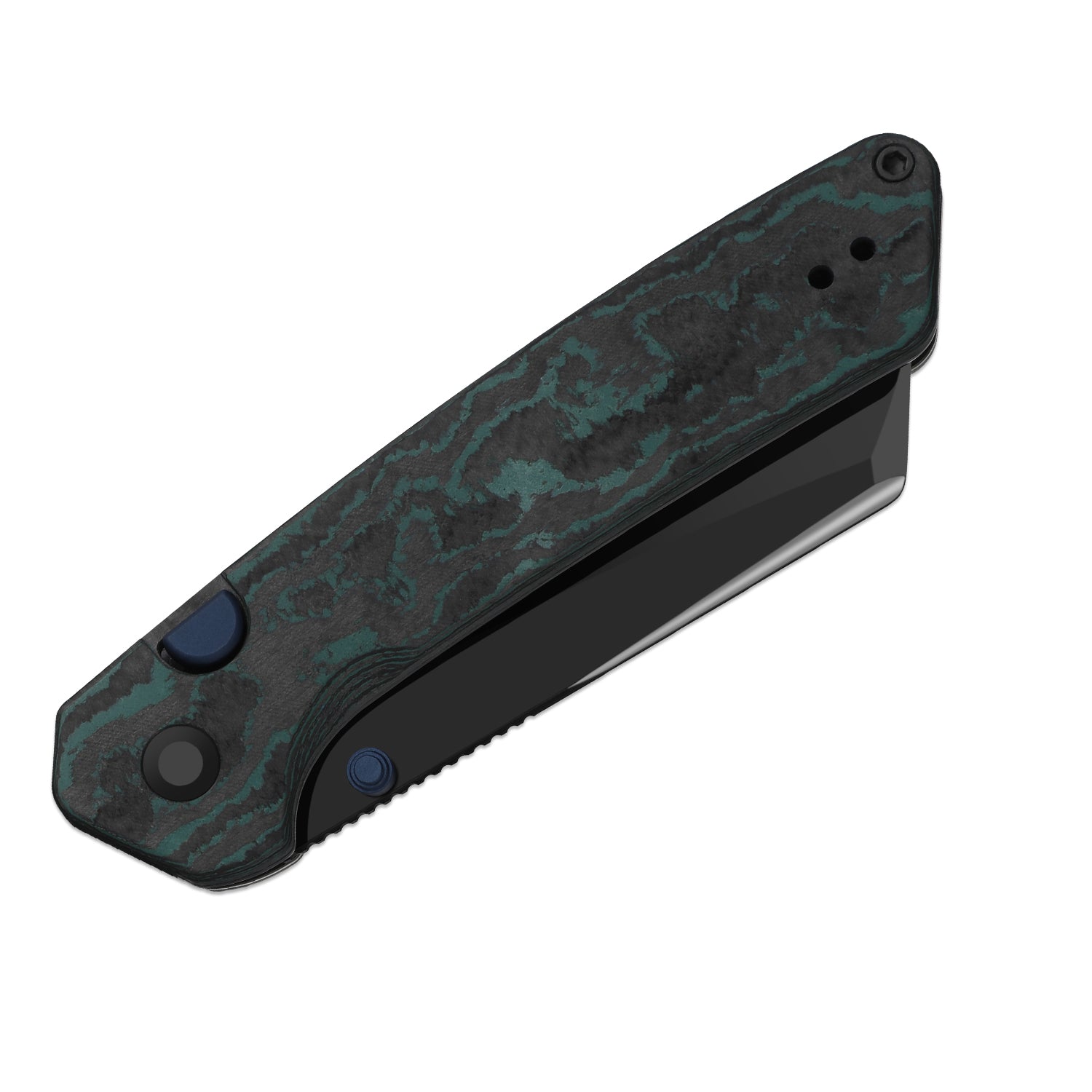Madrac | Kizer Button Liner Lock™ | CamoCarbon Brittany Blue | S45VN + Hollow Grind + Polished DLC Ultra | KizerB™ 3693A3