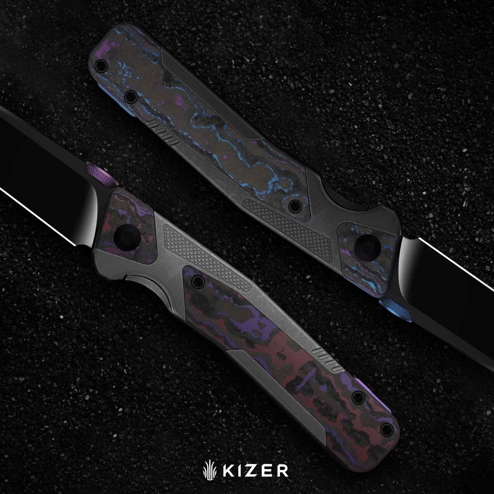Sable Chief | K390 | Polished DLC Ultra | Titanium & FatCarbon Purple Haze | KizerB™ 3745A2