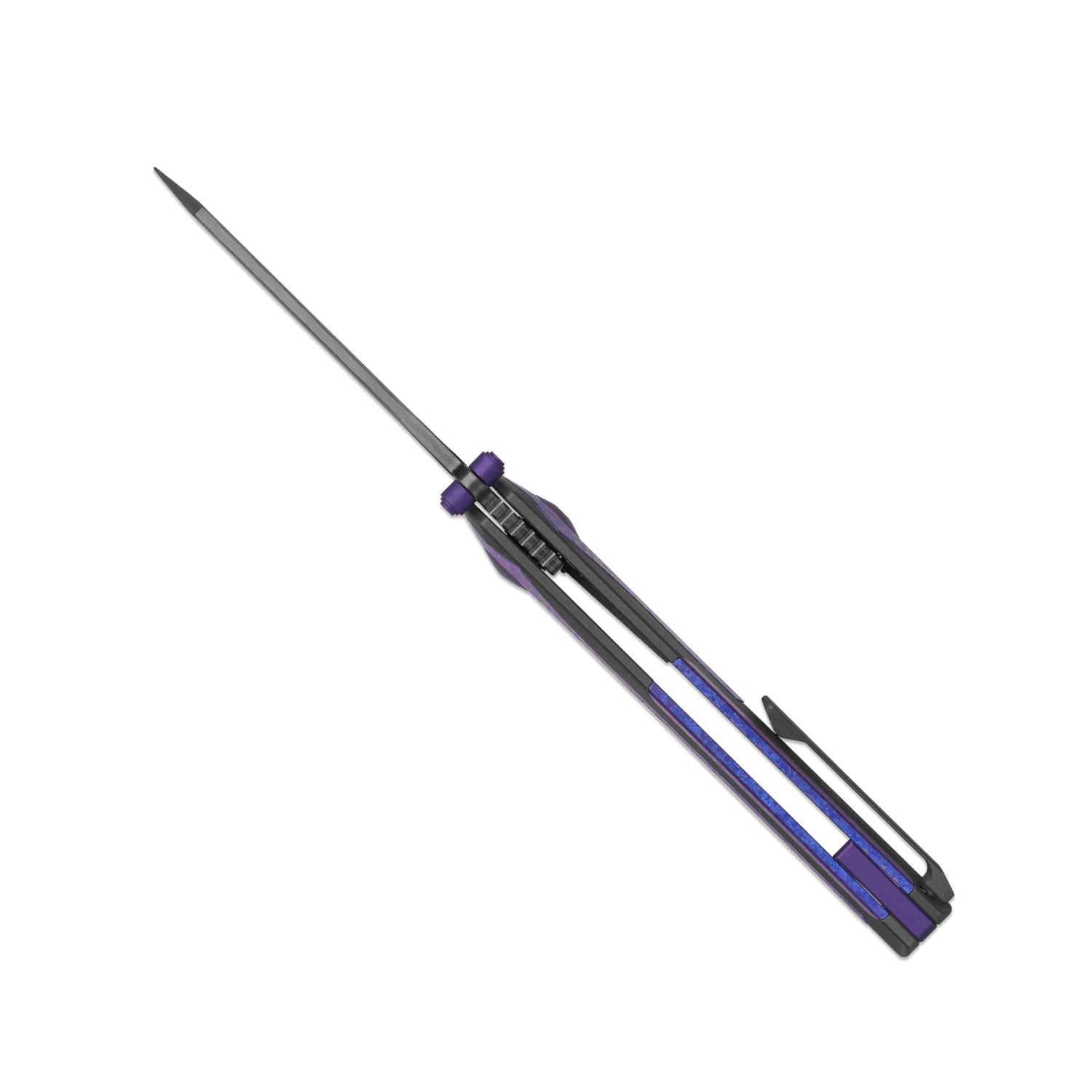 Staff | Frame Lock | Damascus | Titanium & Crystallized Titanium | Acid-Washed Finish | KizerB™ 3795A1