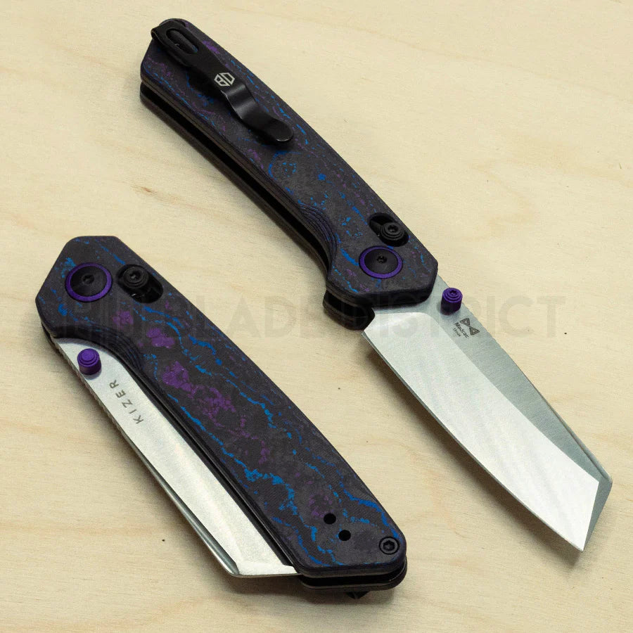 Kizer Madrac Knife Damtanium Camo Carbon Elmax Satin BLADE DISTRICT EXCLUSIVE