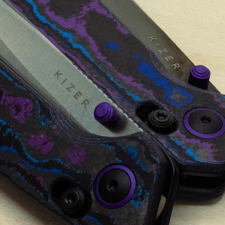 Kizer Madrac Knife Damtanium Camo Carbon Elmax Mirror DLC BLADE DISTRICT EXCLUSIVE